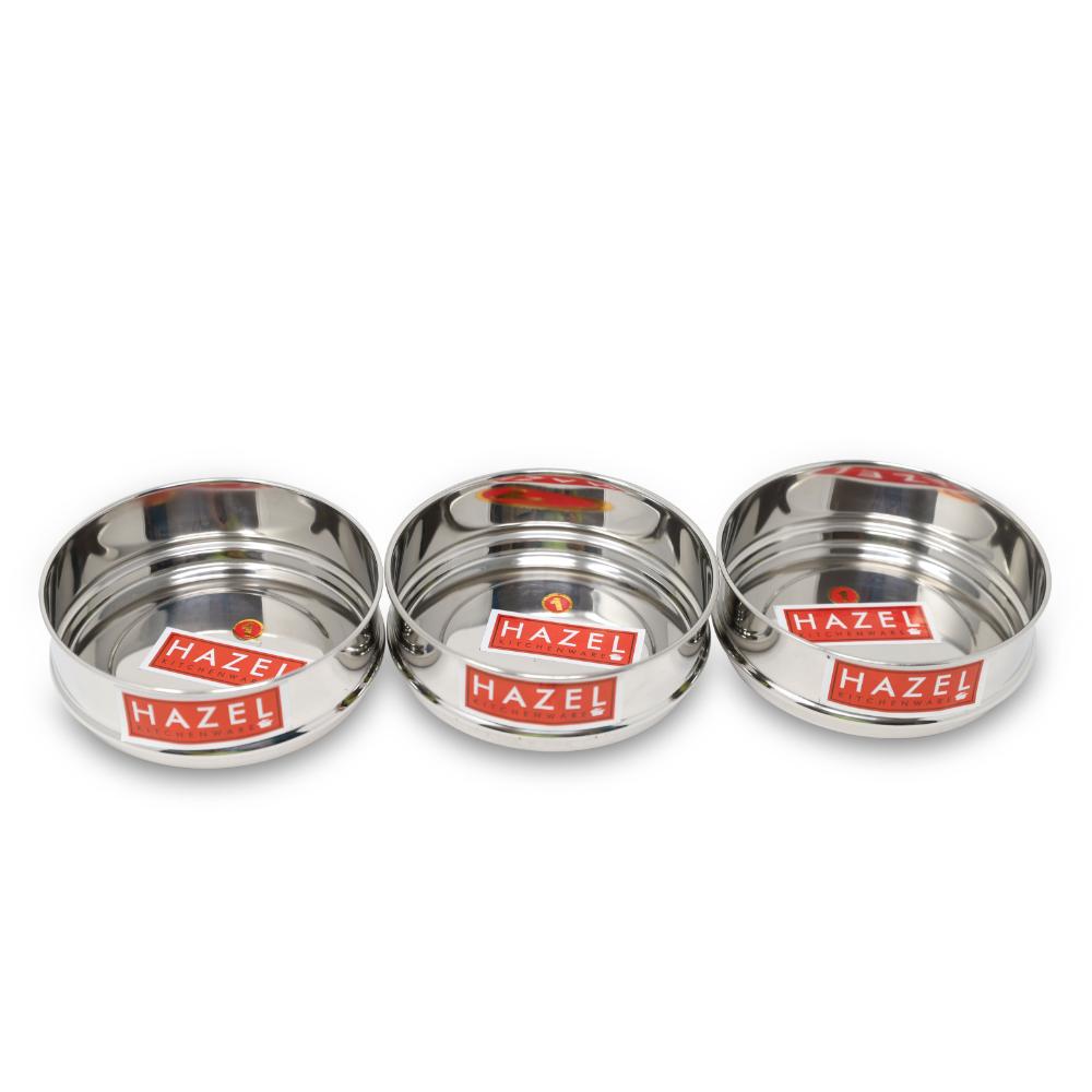 HAZEL Stainless Steel Cooker Dabba | Round Flat Dabba for Cooker set of 3