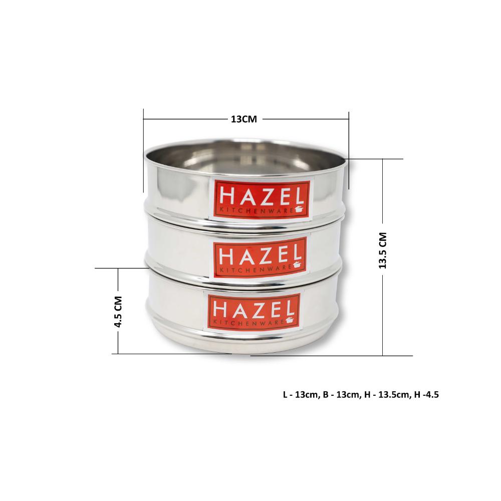 HAZEL Stainless Steel Cooker Dabba | Round Flat Dabba for Cooker set of 3