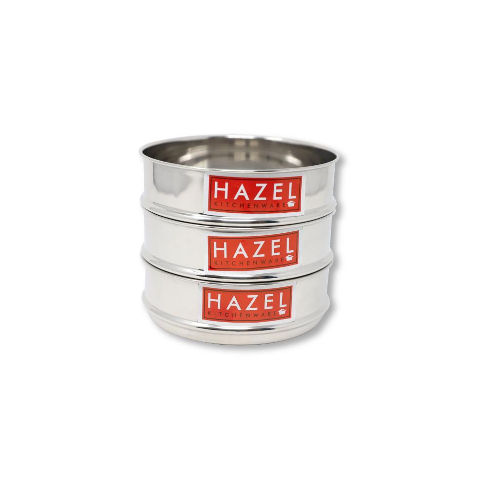 HAZEL Stainless Steel Cooker Dabba | Round Flat Dabba for Cooker set of 3