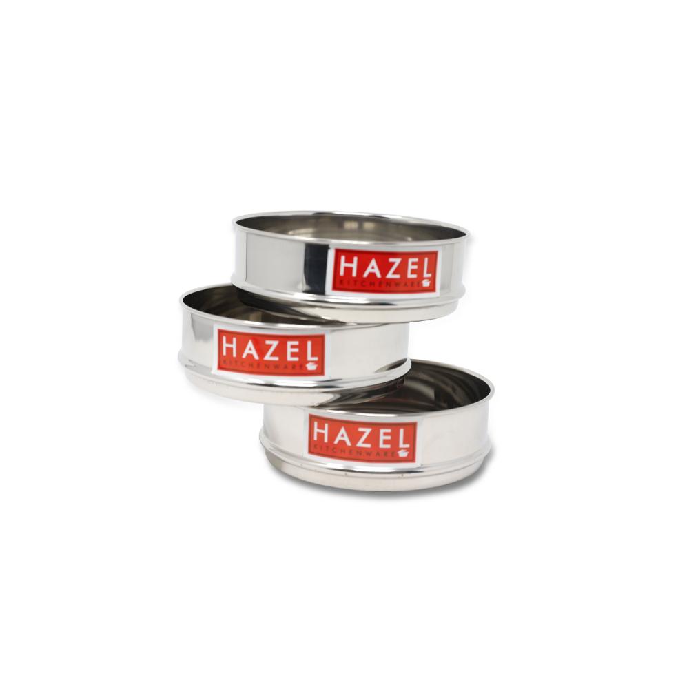 HAZEL Stainless Steel Cooker Dabba | Round Flat Dabba for Cooker set of 3