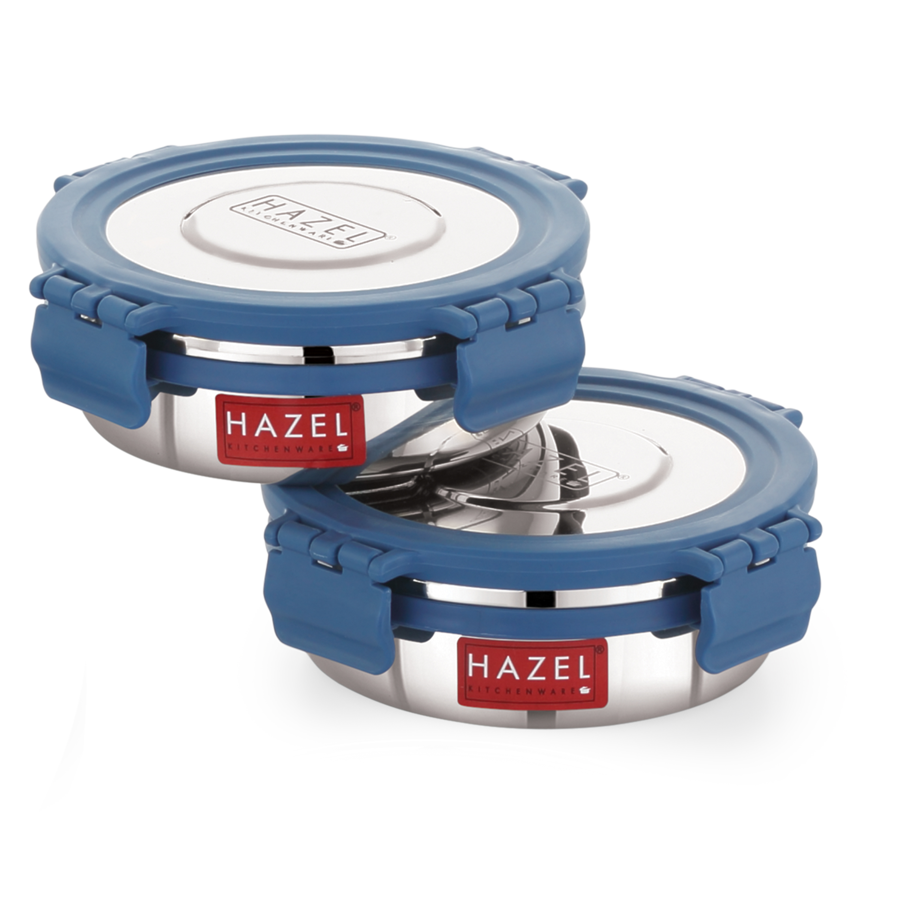 HAZEL Airtight Leak Proof Stainless Steel Containers, 285 ML, Lunch Box with Steel Lid, Set of 2