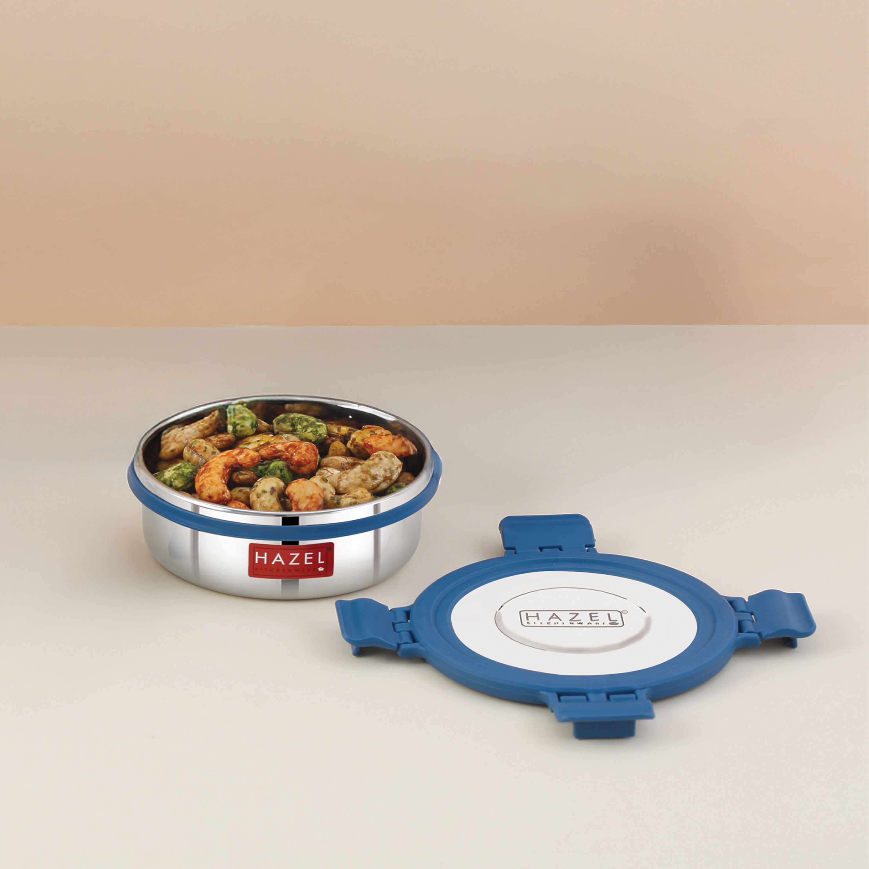 HAZEL Stainless Steel Storage Containers for Kitchen, Air Tight & Leak Proof, 360 Ml, Tiffin Box for Lunch