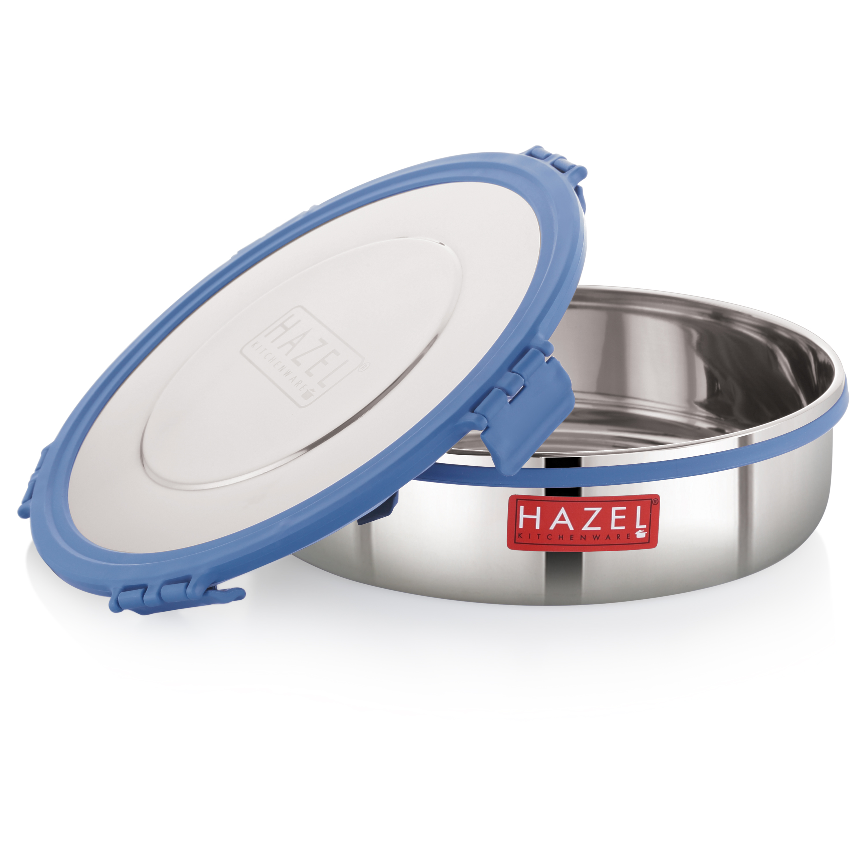 HAZEL Hercules Stainless Steel Flat Khakra & Papad Storage Container, 1850 Ml, Airtight Dabba, Silver