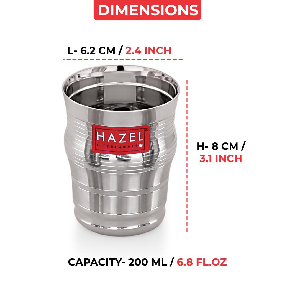 HAZEL Stainless Steel Kids Glass Set of 12 - 200ml | Lightweight Water, Juice Cups for Toddlers