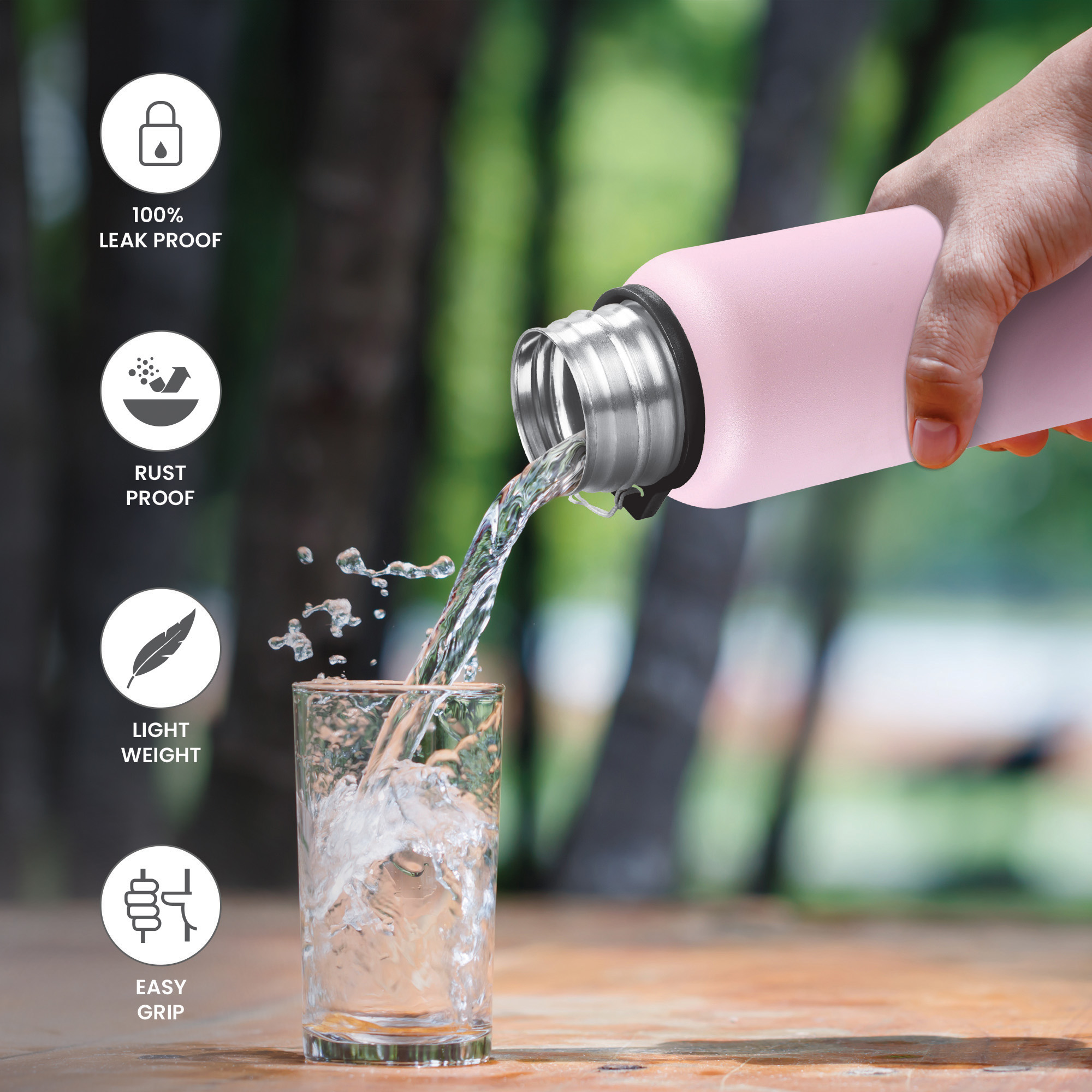 MILTON Brim 750 Stainless Steel Single Walled Leak Proof Easy Grip Water Bottle, 690 ML, Purple