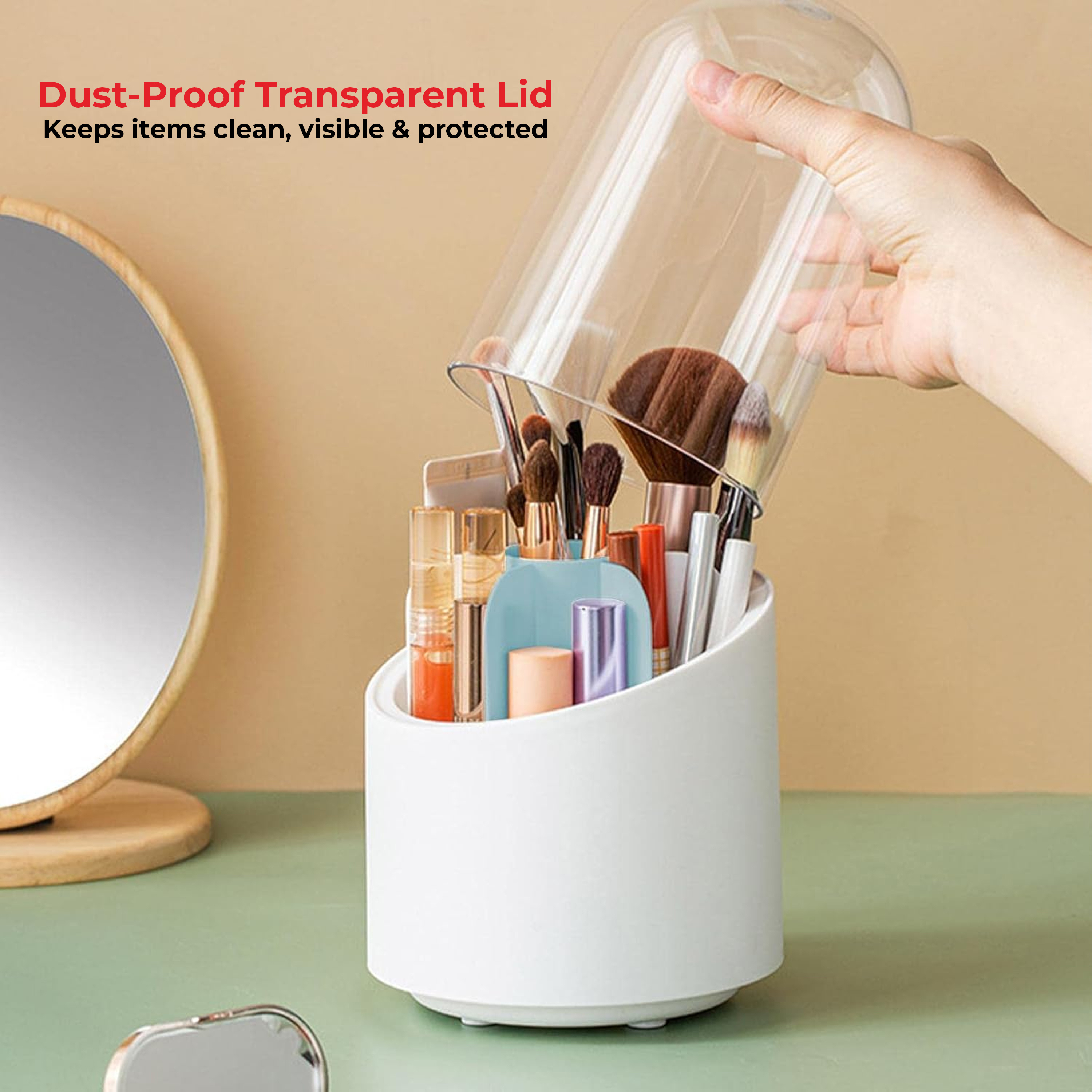 HAZEL Multi-Purpose Organizer with Lid for Kitchen Tools, Spoons, Stationery, Pens & More - Green