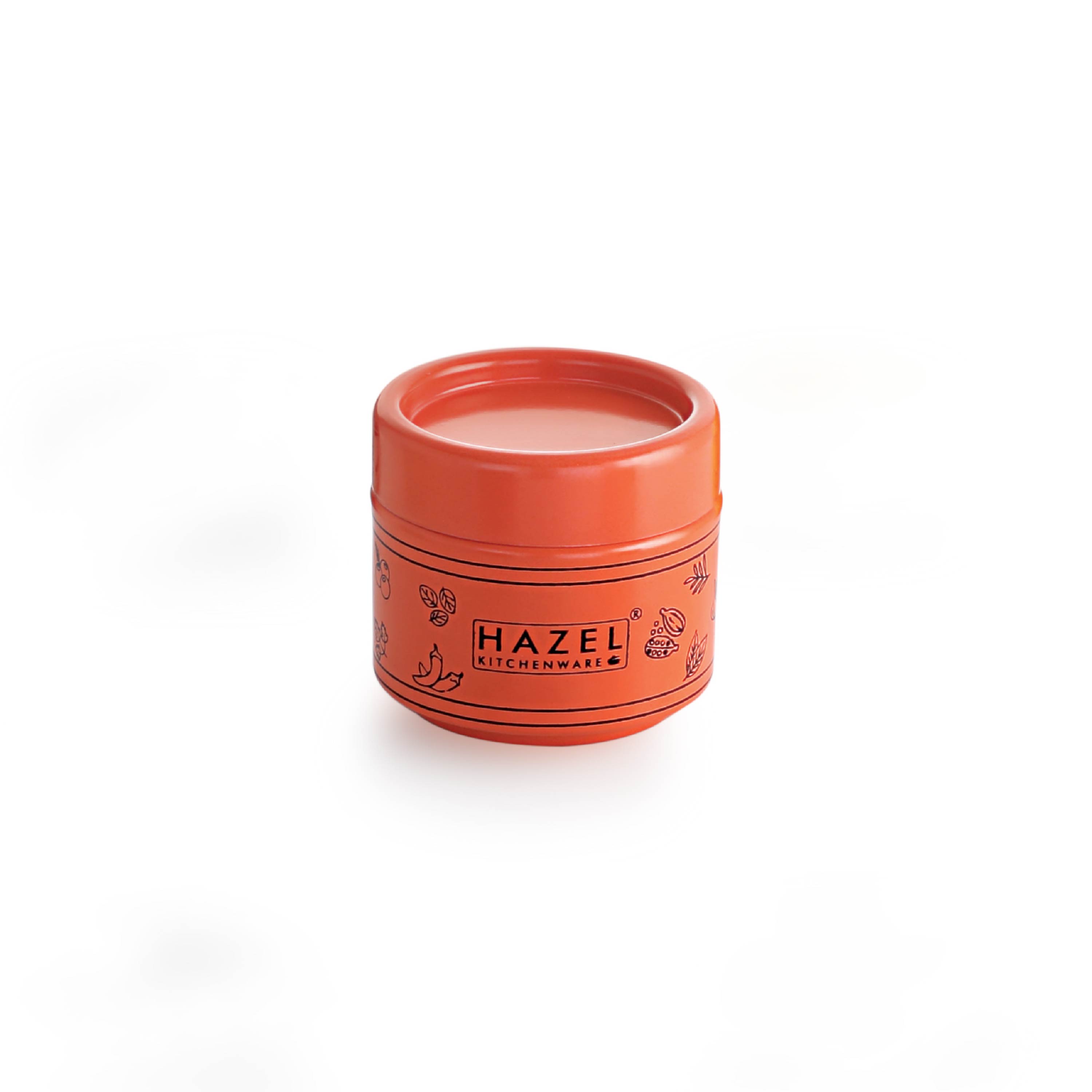 HAZEL Masala Container Set with Spoon | Airtight GI Steel Spice Box for Kitchen Storage, Orange