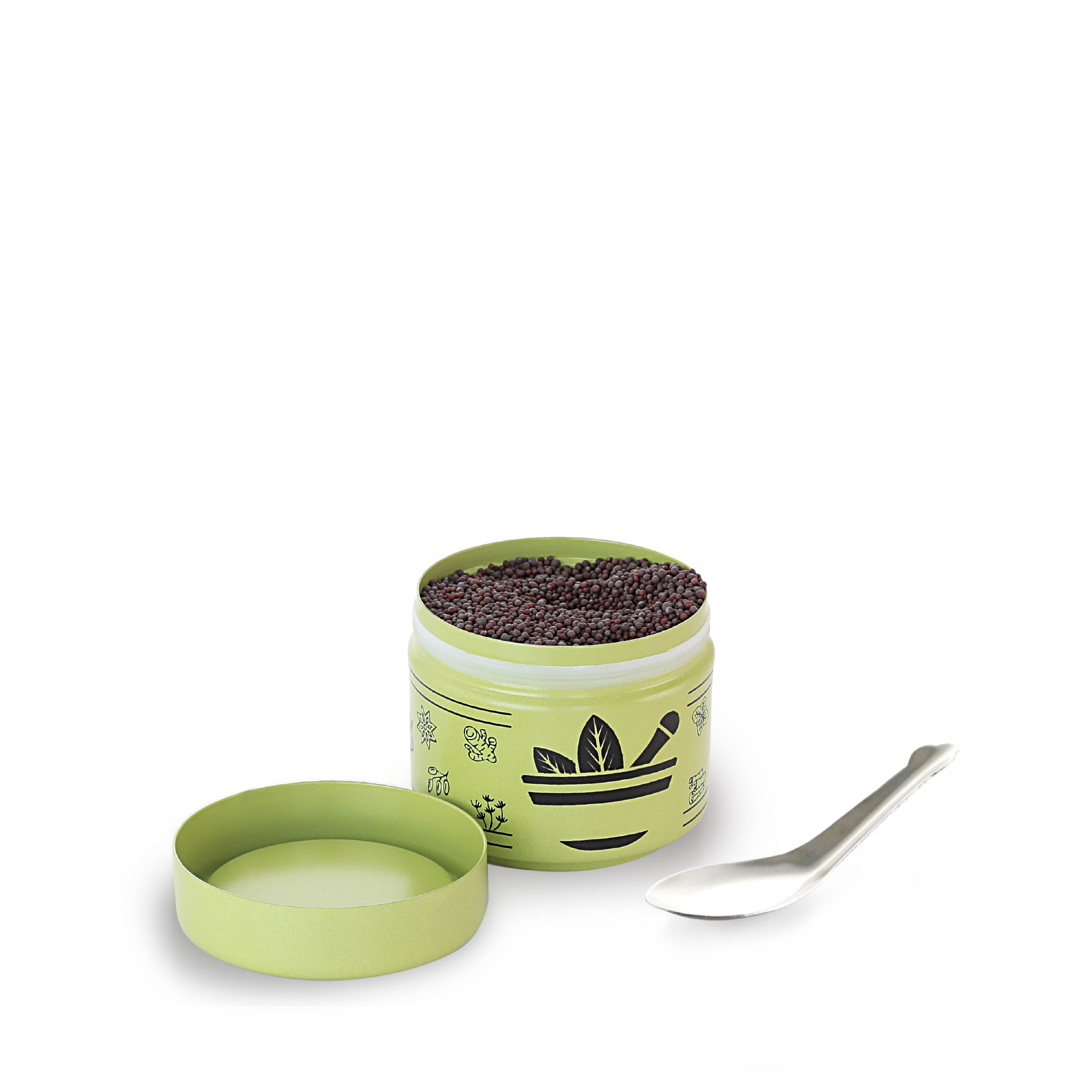 HAZEL Masala Container Set with Spoon | Airtight GI Steel Spice Box for Kitchen Storage, Light Green