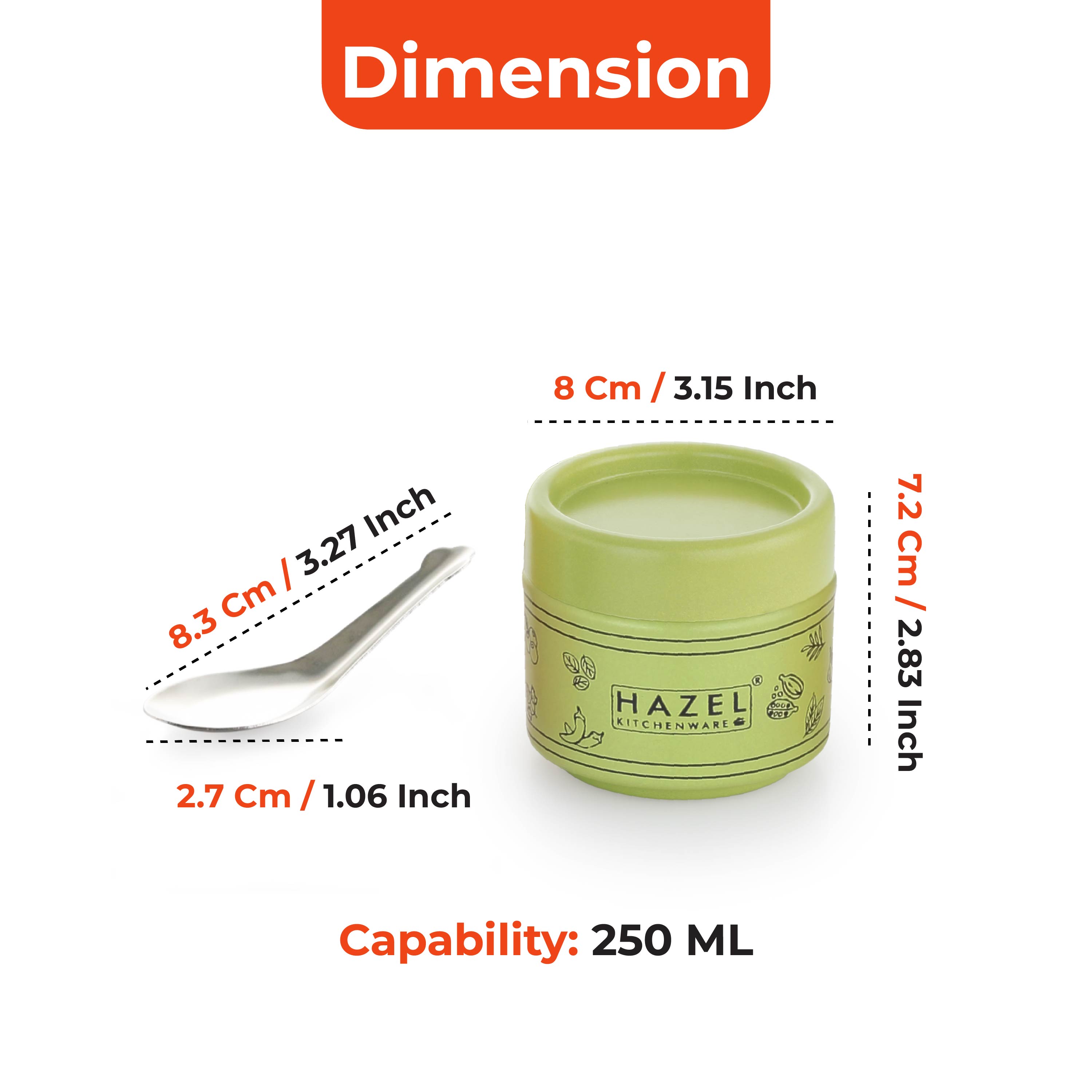 HAZEL Masala Container Set with Spoon | Airtight GI Steel Spice Box for Kitchen Storage, Light Green