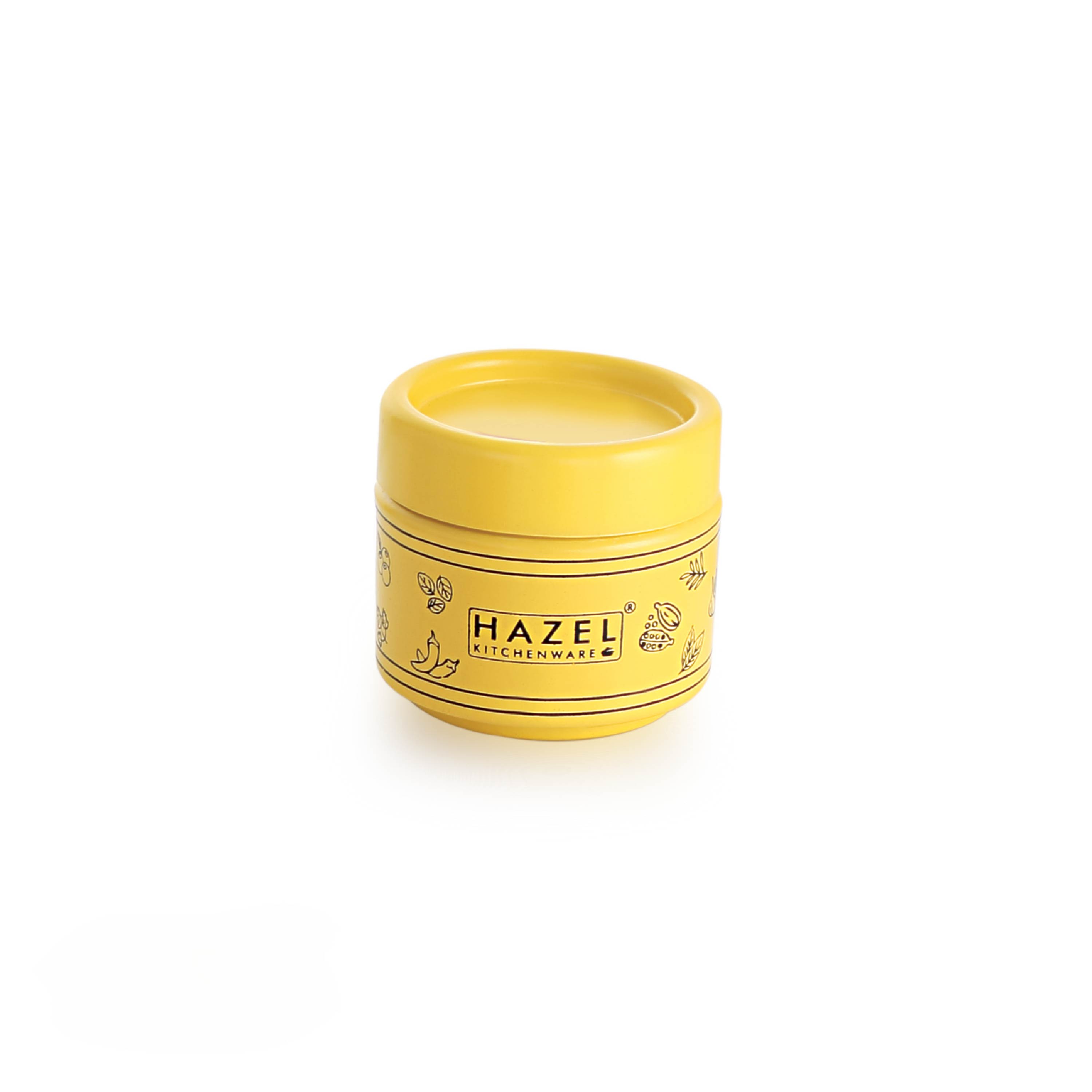 HAZEL Masala Container Set with Spoon | Airtight GI Steel Spice Box for Kitchen Storage, Yellow