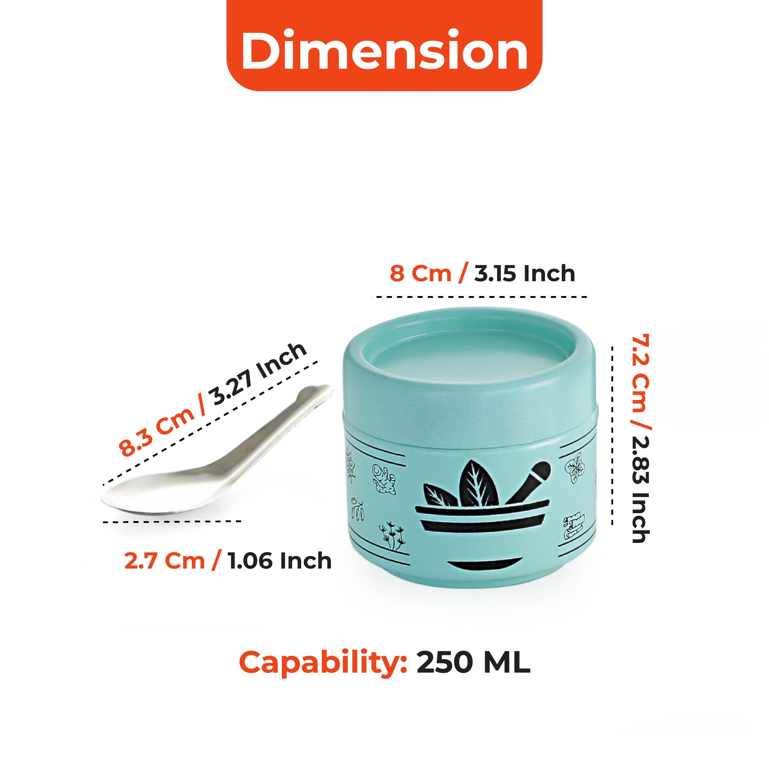 HAZEL Masala Container Set with Spoon | Airtight GI Steel Spice Box for Kitchen Storage, Sky Blue