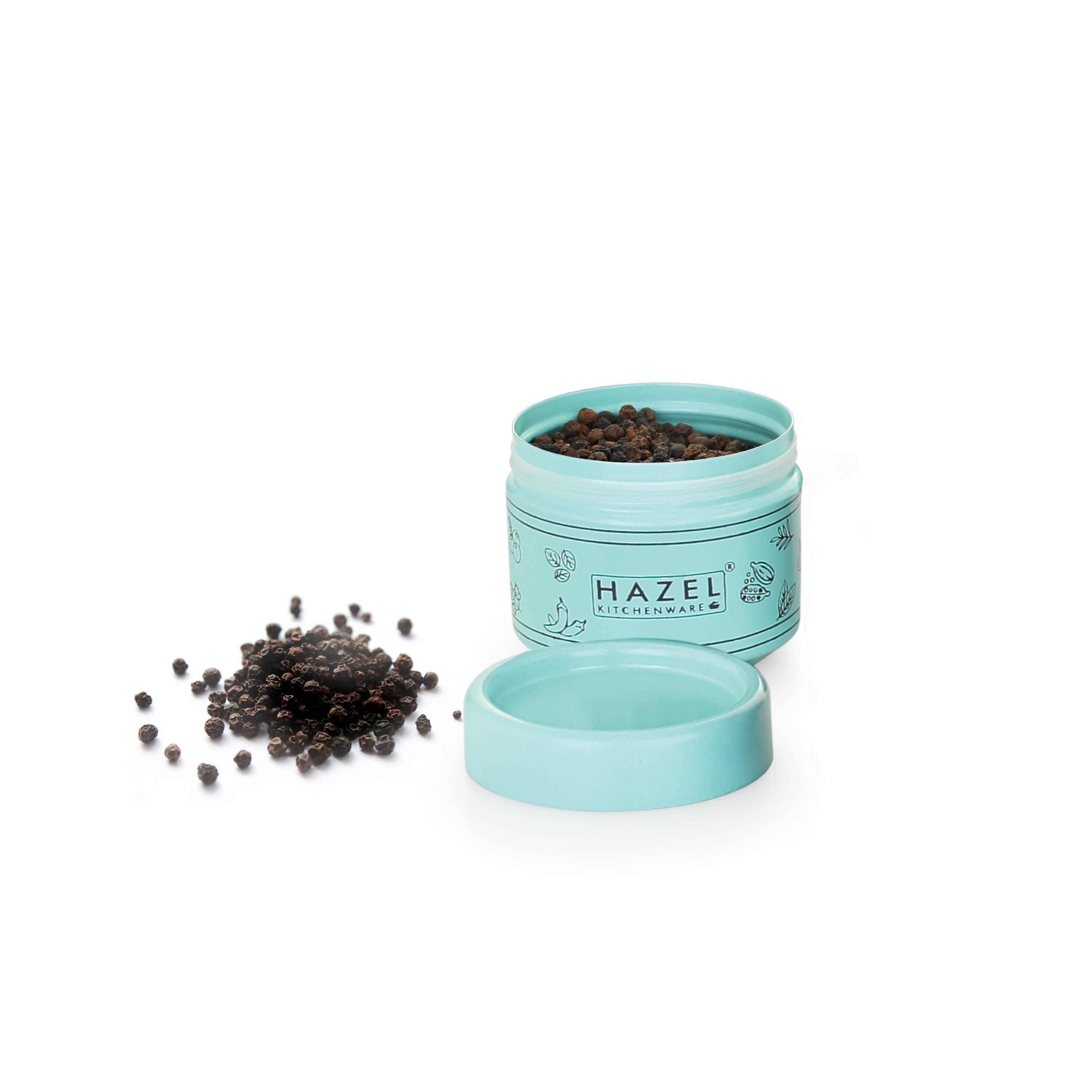 HAZEL Masala Container Set with Spoon | Airtight GI Steel Spice Box for Kitchen Storage, Sky Blue