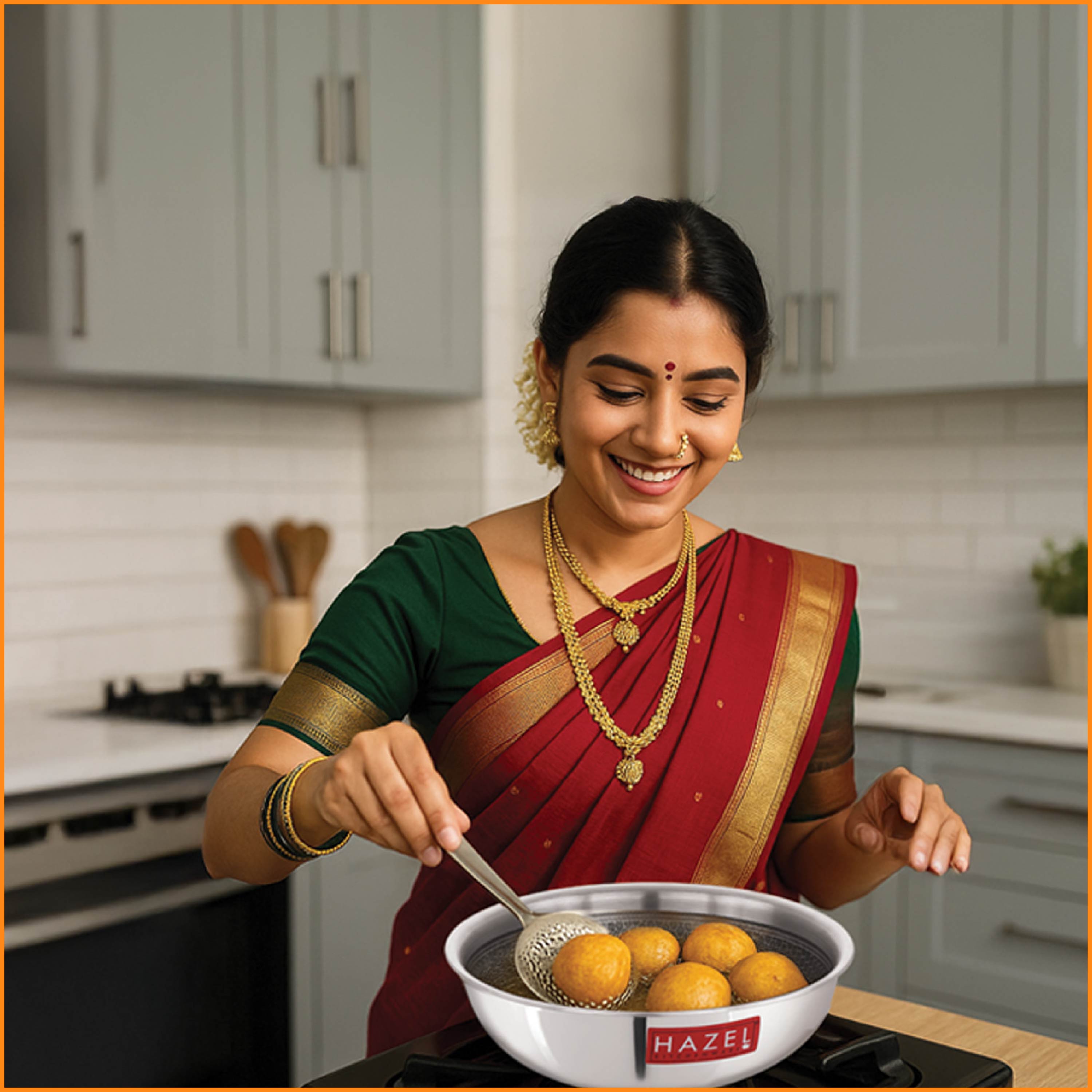 HAZEL Honeycomb Triply Non Stick Tasla| 22 cm - 2L | Metal Spatula Friendly | Induction Compatible