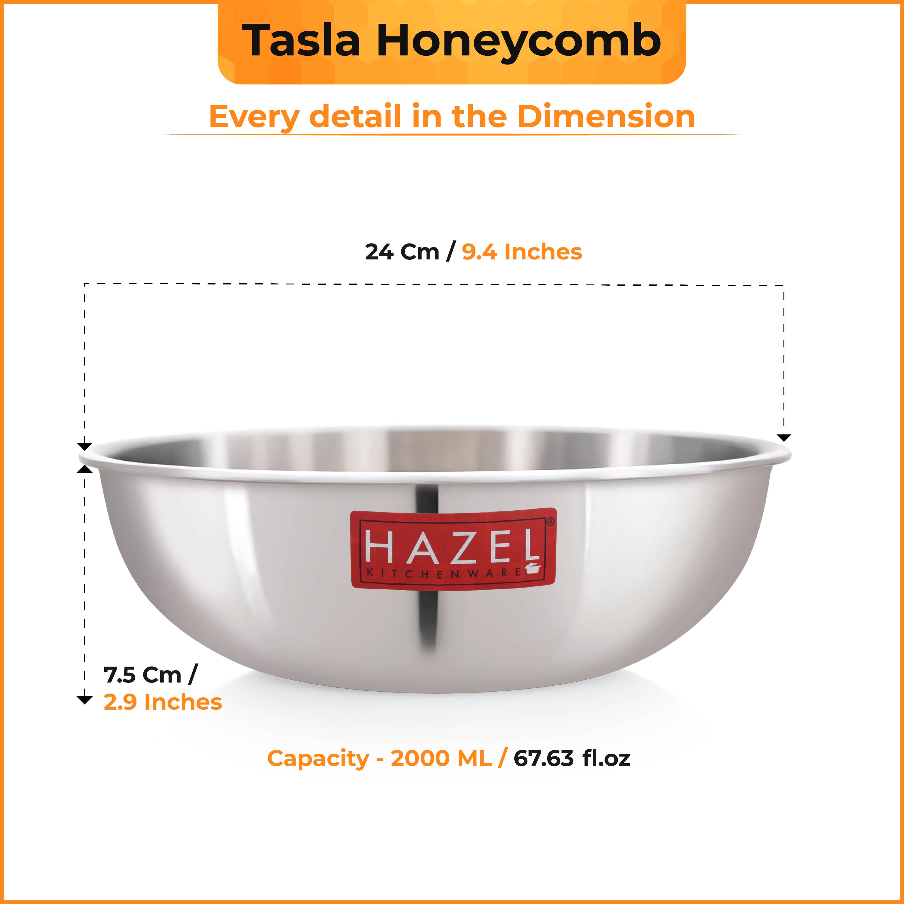 HAZEL Honeycomb Triply Non Stick Tasla| 22 cm - 2L | Metal Spatula Friendly | Induction Compatible