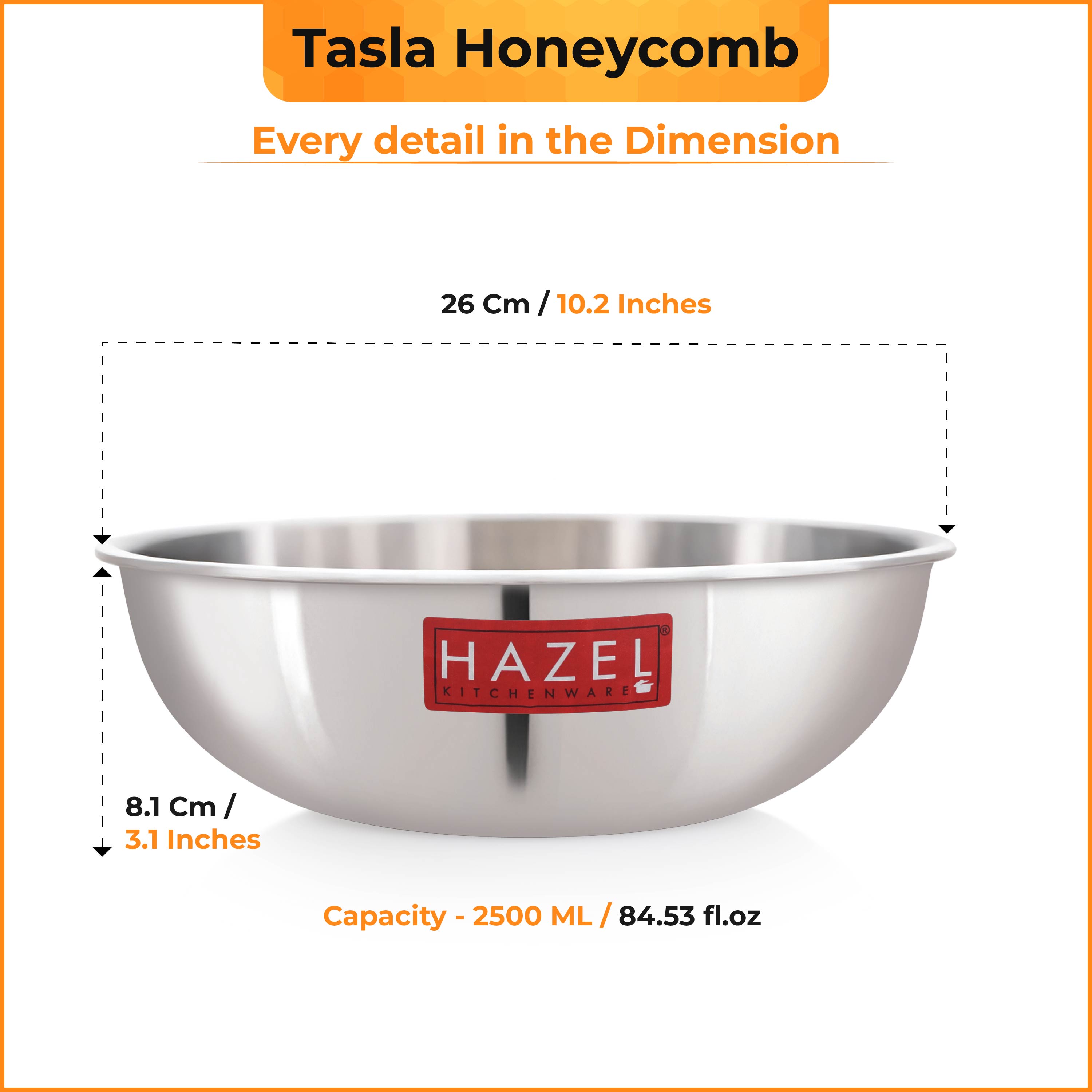 HAZEL Honeycomb Triply Non Stick Tasla | 24 cm - 2.5L | Metal Spatula Friendly | Induction Compatible