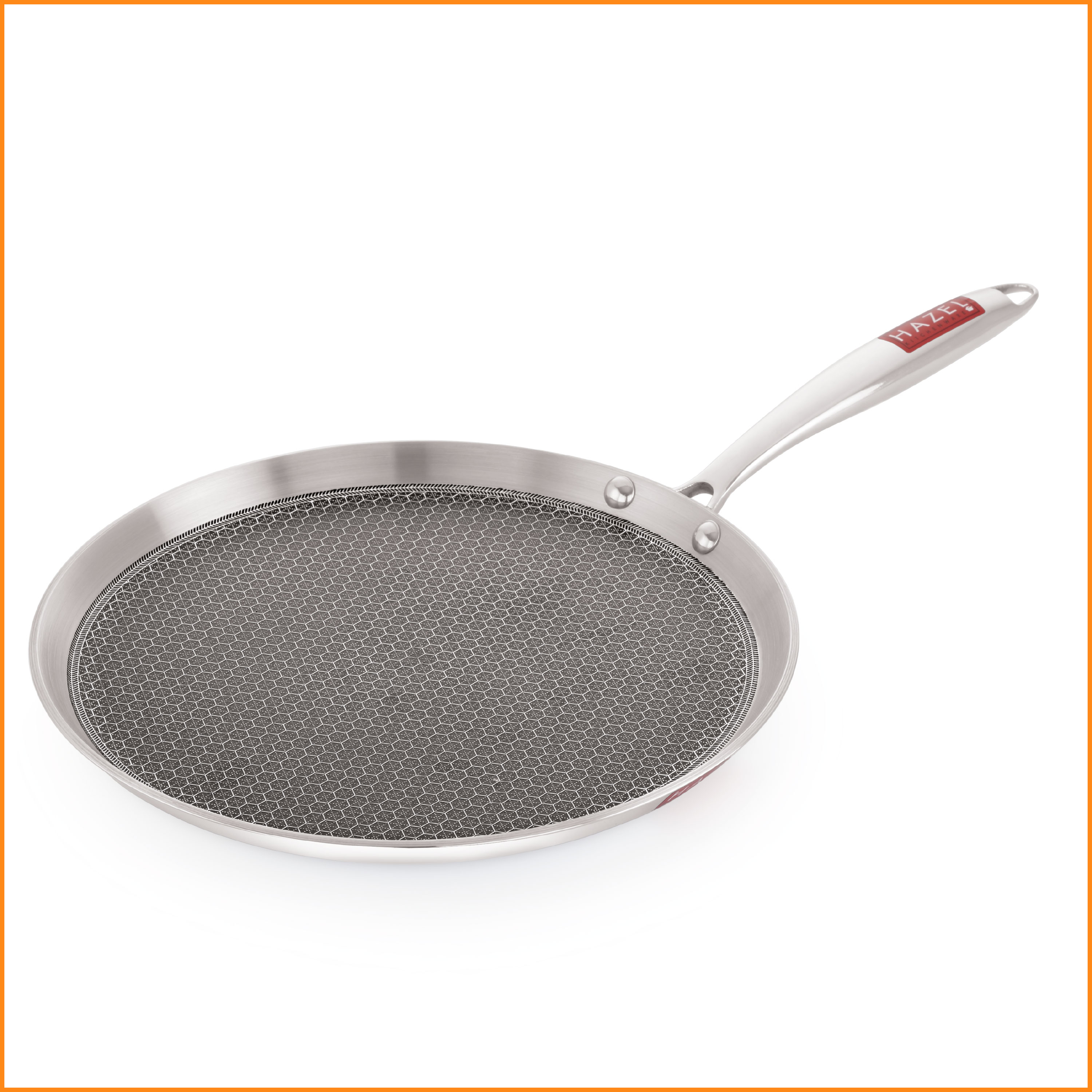 HAZEL Nonstick Dosa Tawa 26.3cm | Honeycomb Triply Steel Flat Tawa | Induction & Gas Compatible Tava