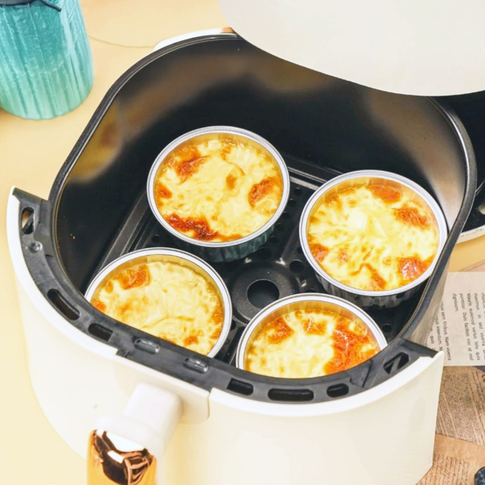 HAZEL 110ml Round Aluminium Foil Container for Cake, Muffin, Pudding | Oven Safe Disposable Dabba (Set of 10)