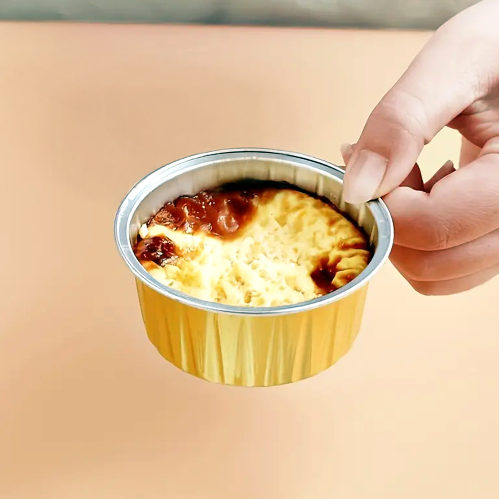 HAZEL 110ml Round Aluminium Foil Container for Cake, Muffin, Pudding | Oven Safe Disposable Dabba (Set of 10)