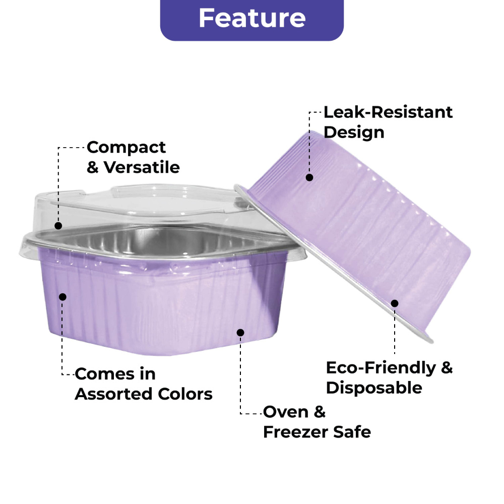 HAZEL 200ml Square Aluminium Foil Container for Cake, Brownie, Snacks | Oven Safe Disposable Dabba (Set of 10)