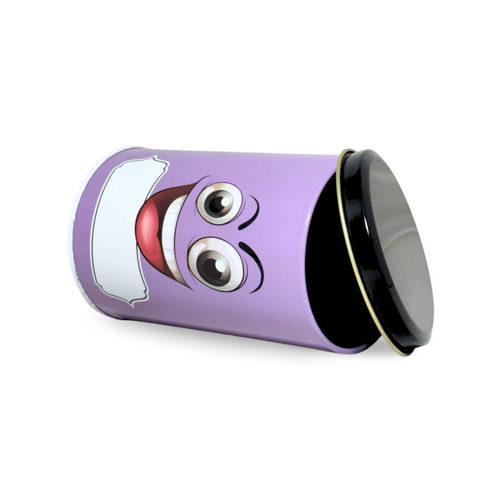 HAZEL Emoji Printed Tin Containers Purple – Colorful Airtight Storage Jars for Gifting & Snacks, 490 ML