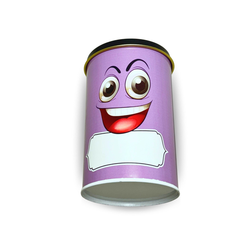 HAZEL Emoji Printed Tin Containers Purple – Colorful Airtight Storage Jars for Gifting & Snacks, 490 ML