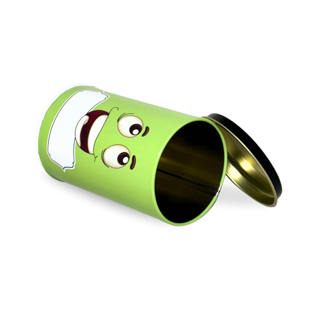 HAZEL Emoji Printed Tin Containers Green – Colorful Airtight Storage Jars for Gifting & Snacks, 490 ML