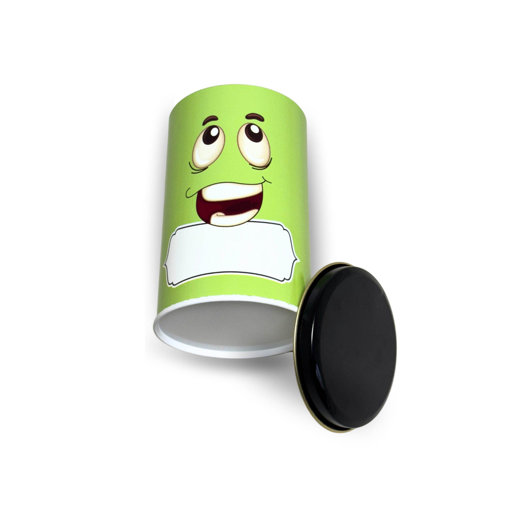 HAZEL Emoji Printed Tin Containers Green – Colorful Airtight Storage Jars for Gifting & Snacks, 490 ML