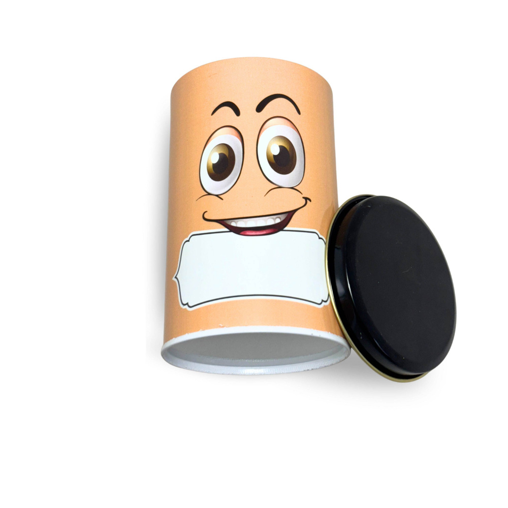 HAZEL Emoji Printed Tin Containers Orange – Colorful Airtight Storage Jars for Gifting & Snacks, 490 ML