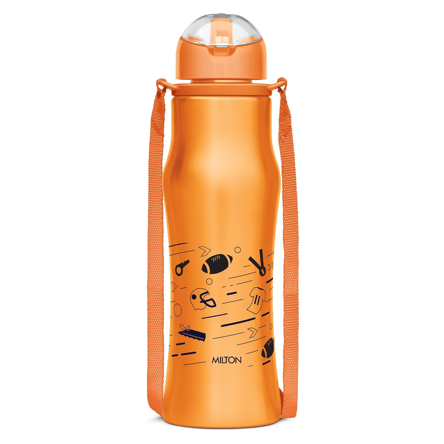 Milton Gaiety 650 Stainless Steel Sipper Water Bottle 600 ml, Single Walled, ISI Certified I Leak Proof Lid, Rust Proof I For School, Office, Gym I Orange