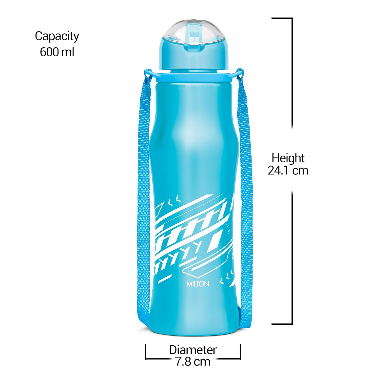 Milton Gaiety 650 Stainless Steel Sipper Water Bottle 600 ml, Single Walled, ISI Certified I Leak Proof Lid, Rust Proof I For School, Office, Gym I Blue