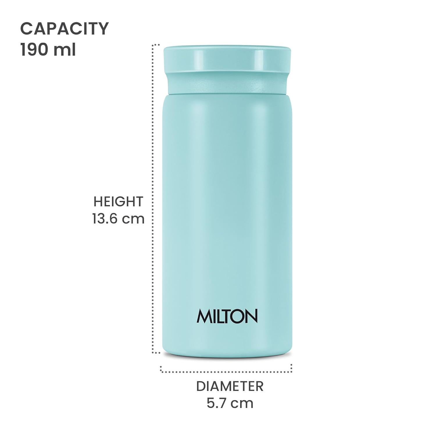 Milton Minimate 200 Thermosteel Insulated Water Bottle, 190 ml, 24 Hr Hot and Cold | Leak Proof Lid, ISI Certified I Vacuum Insulated | for Office, Gym, School | Blue