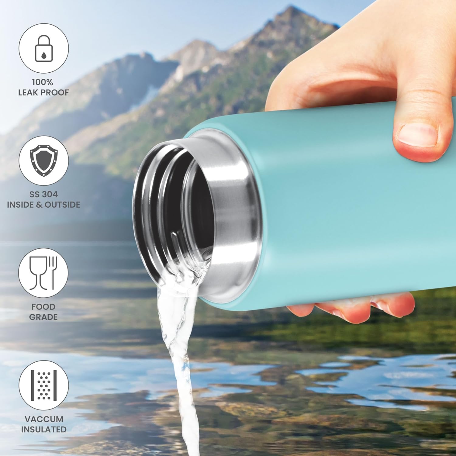 Milton Minimate 200 Thermosteel Insulated Water Bottle, 190 ml, 24 Hr Hot and Cold | Leak Proof Lid, ISI Certified I Vacuum Insulated | for Office, Gym, School | Blue