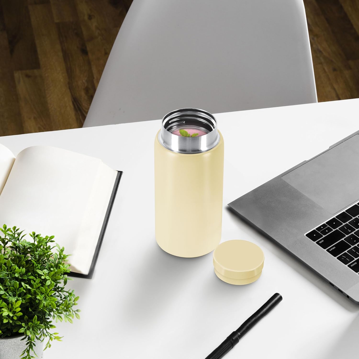 Milton Minimate 200 Thermosteel Insulated Water Bottle, 190 ml, 24 Hr Hot and Cold | Leak Proof Lid, ISI Certified I Vacuum Insulated | for Office, Gym, School | Ivory