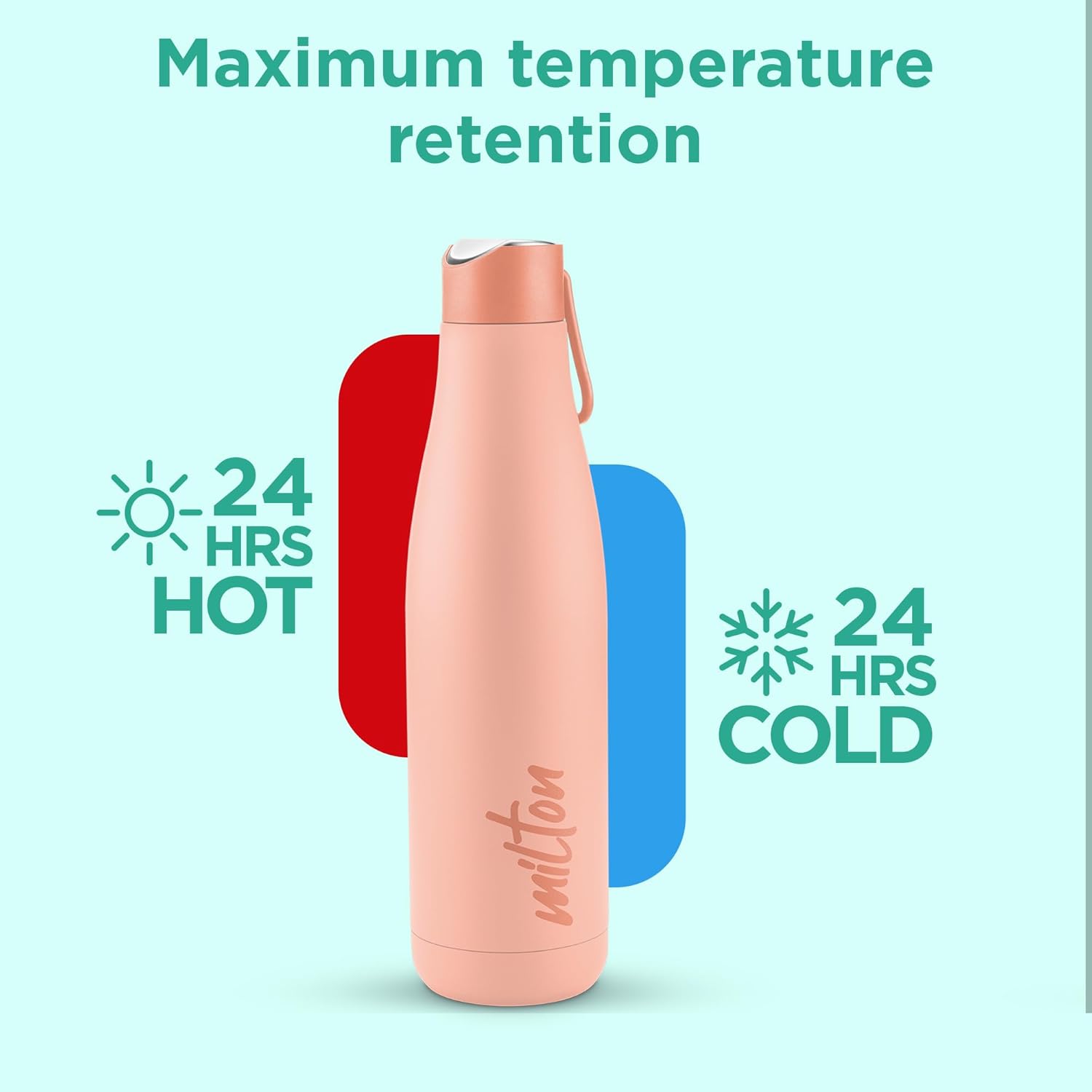 Milton Fame 800 Thermosteel Water Bottle 740 ml, 24 Hr Hot and Cold I Leak Proof Lid, ISI Certified I Vacuum Insulated I for Office, Gym, School I Peach