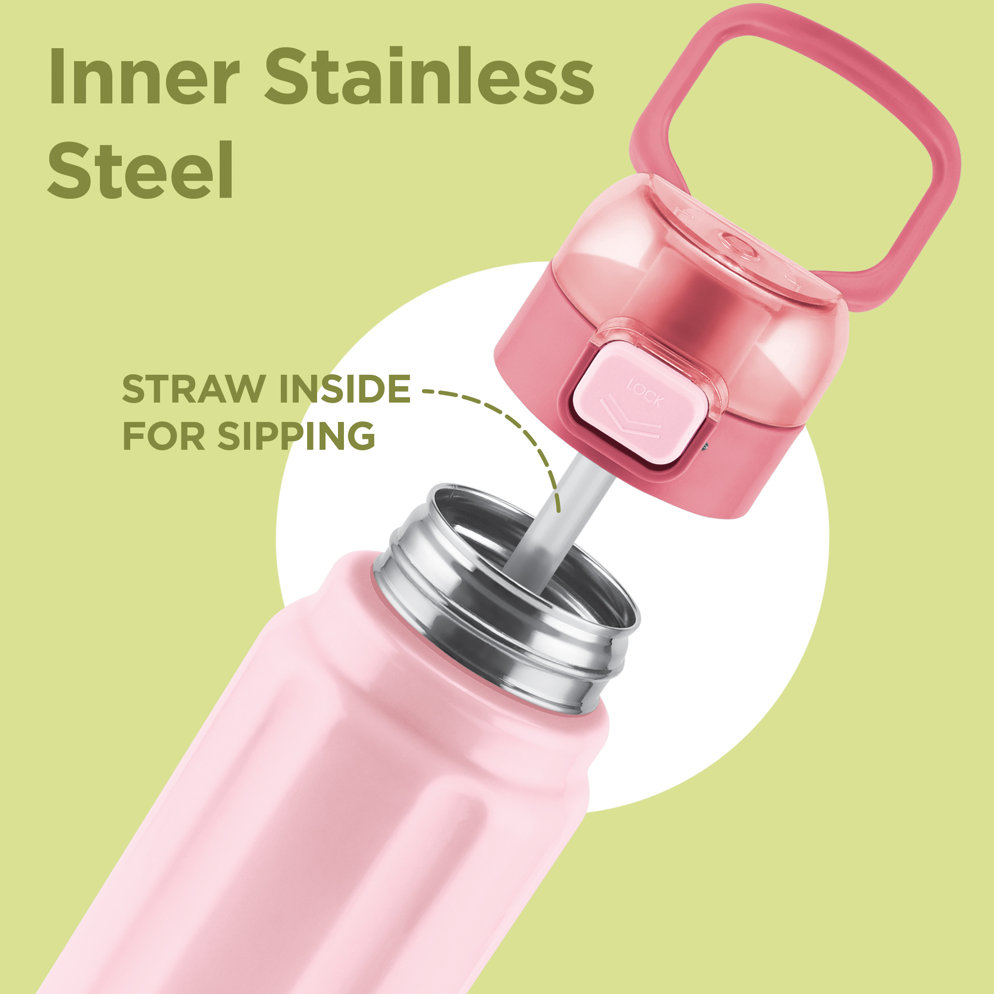 Milton Taurus 900 Steel Thermoware Cold PU Insulated, Leak Proof Water Bottle 640 ml Bottle (Pack of 1, Light Pink, Steel)
