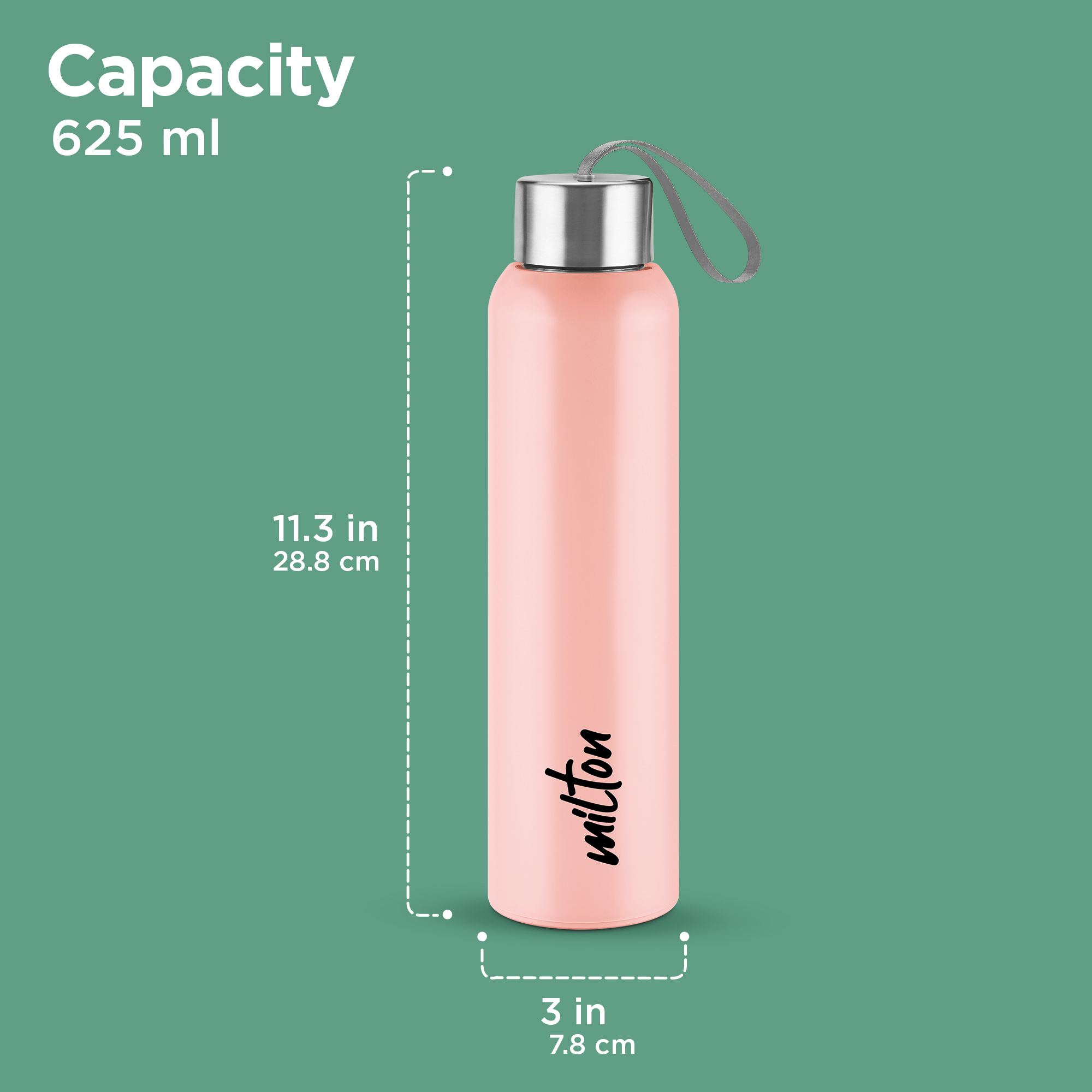 Miton Halo Steel Water Bottle - 640 ml, Pink