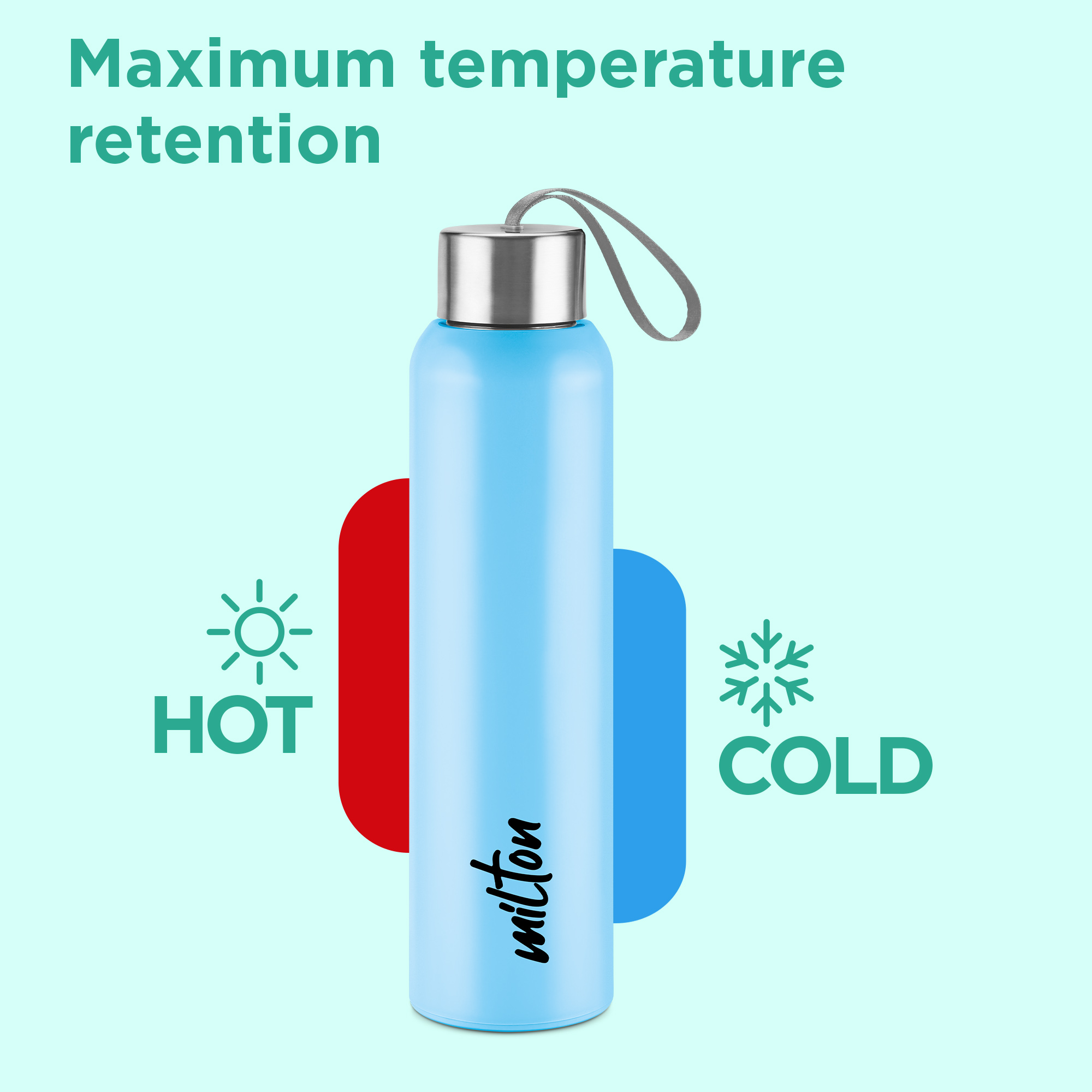 Miton Halo Steel Water Bottle - 640 ml, Blue