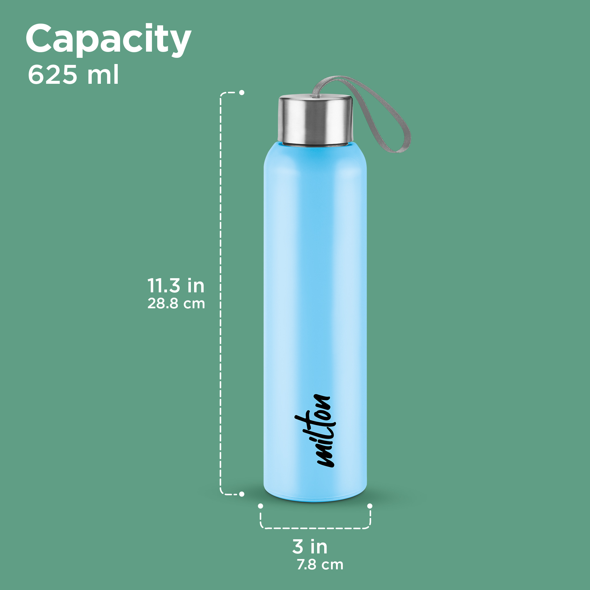 Miton Halo Steel Water Bottle - 640 ml, Blue