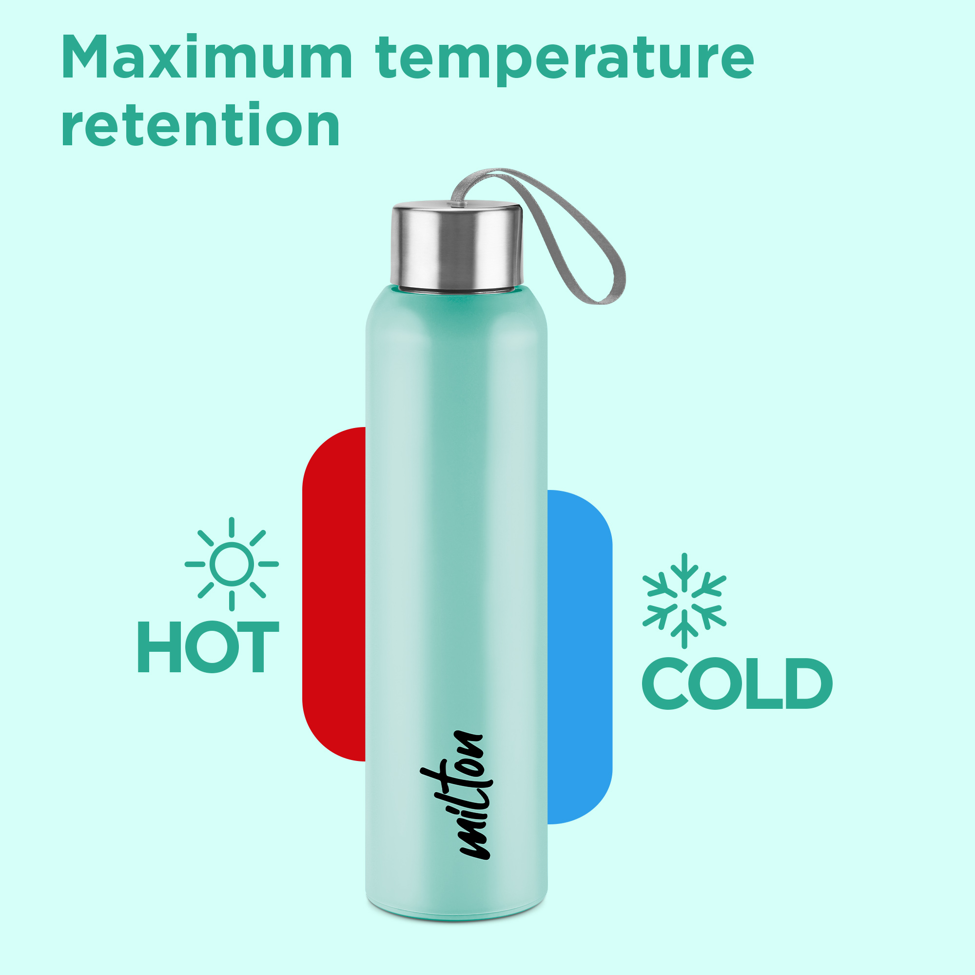 Miton Halo Steel Water Bottle - 640 ml, Aqua Green