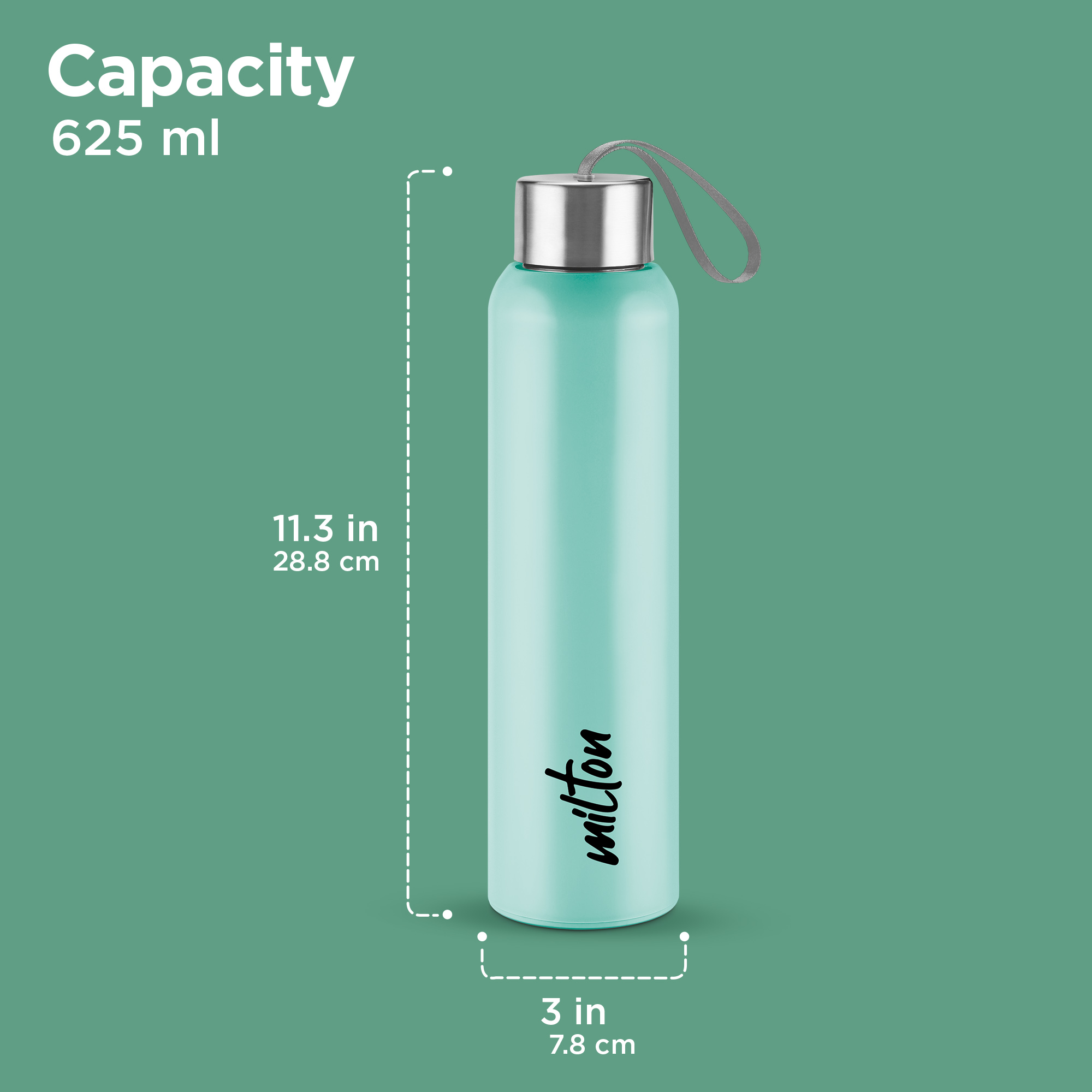 Miton Halo Steel Water Bottle - 640 ml, Aqua Green