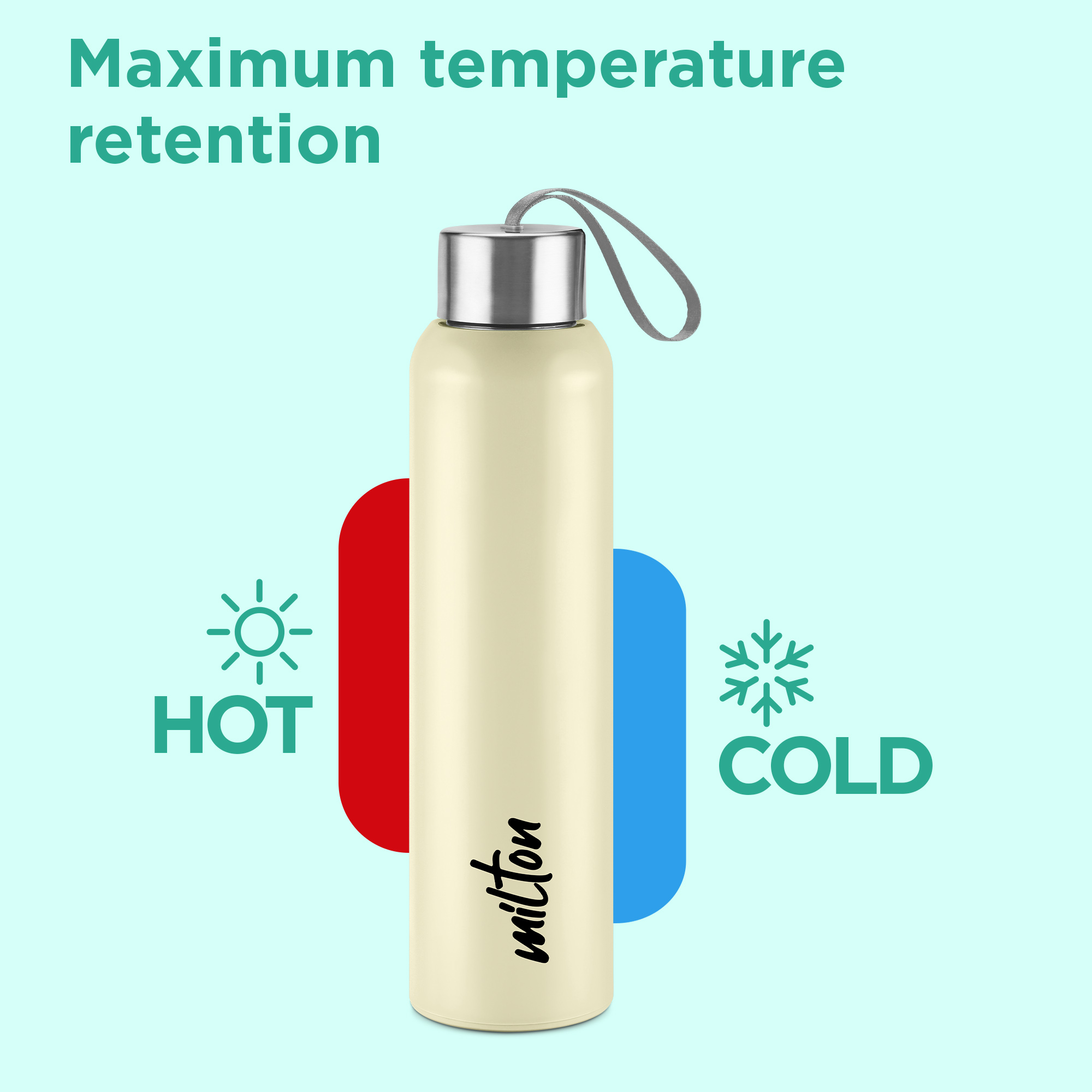 Miton Halo Steel Water Bottle - 640 ml, Beige