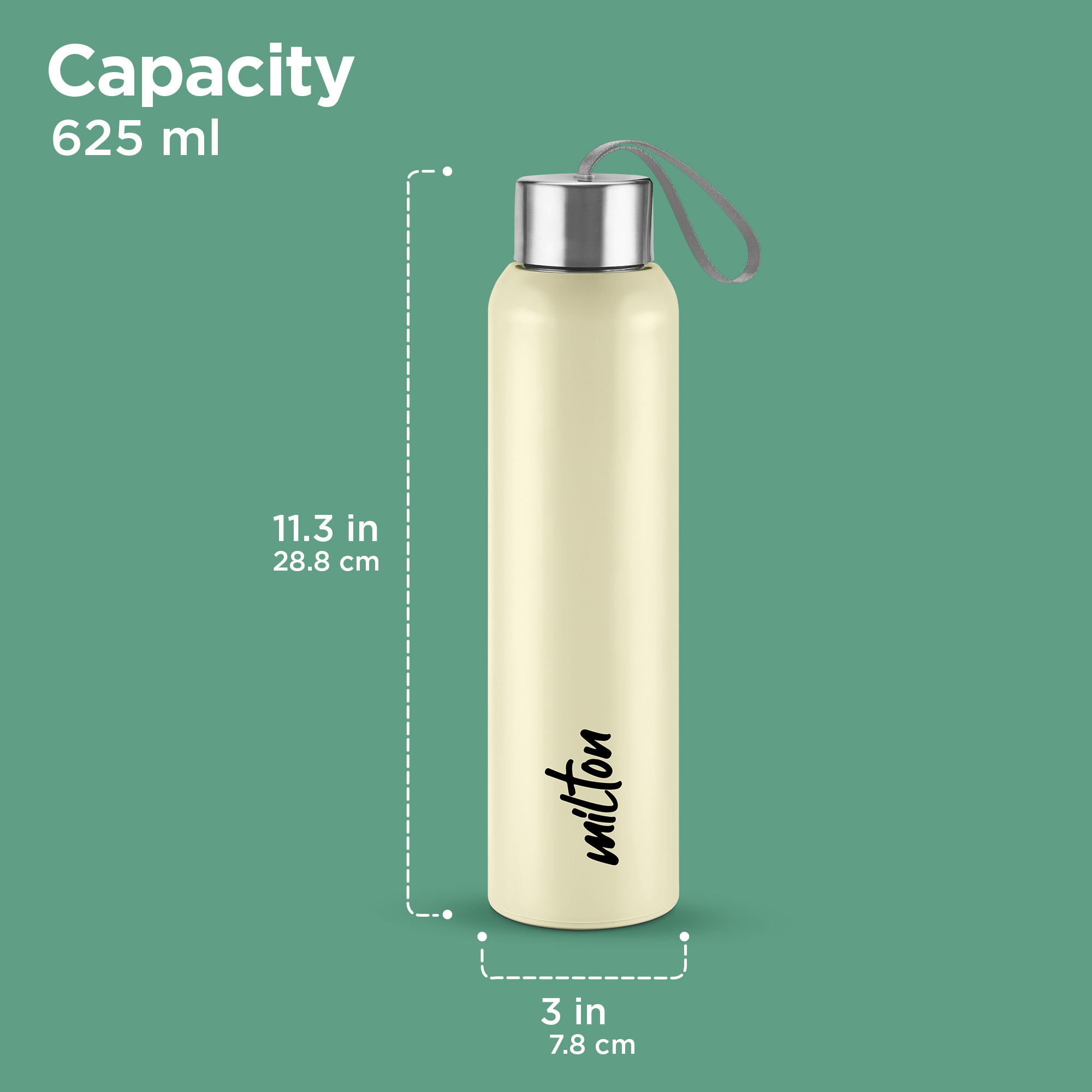 Miton Halo Steel Water Bottle - 640 ml, Beige