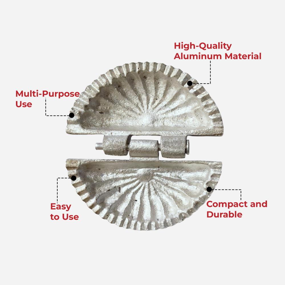 HAZEL Aluminum Gujiya Karanji Maker | Gujiya Press Mould for Snacks, Dumplings, Momos & Pastry Making