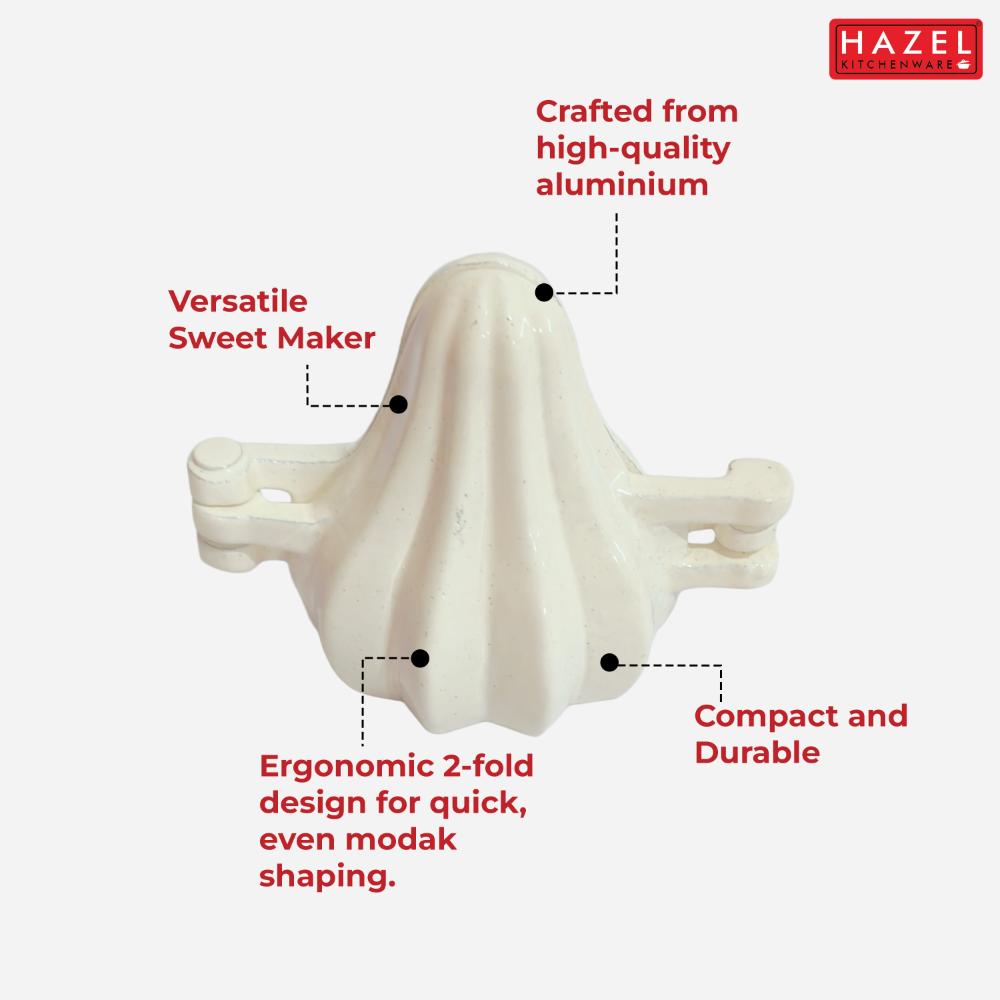 HAZEL Aluminium Modak Mould | Two Fold Modak Maker for Ganpati Festival | Ukadiche Modak Sacha