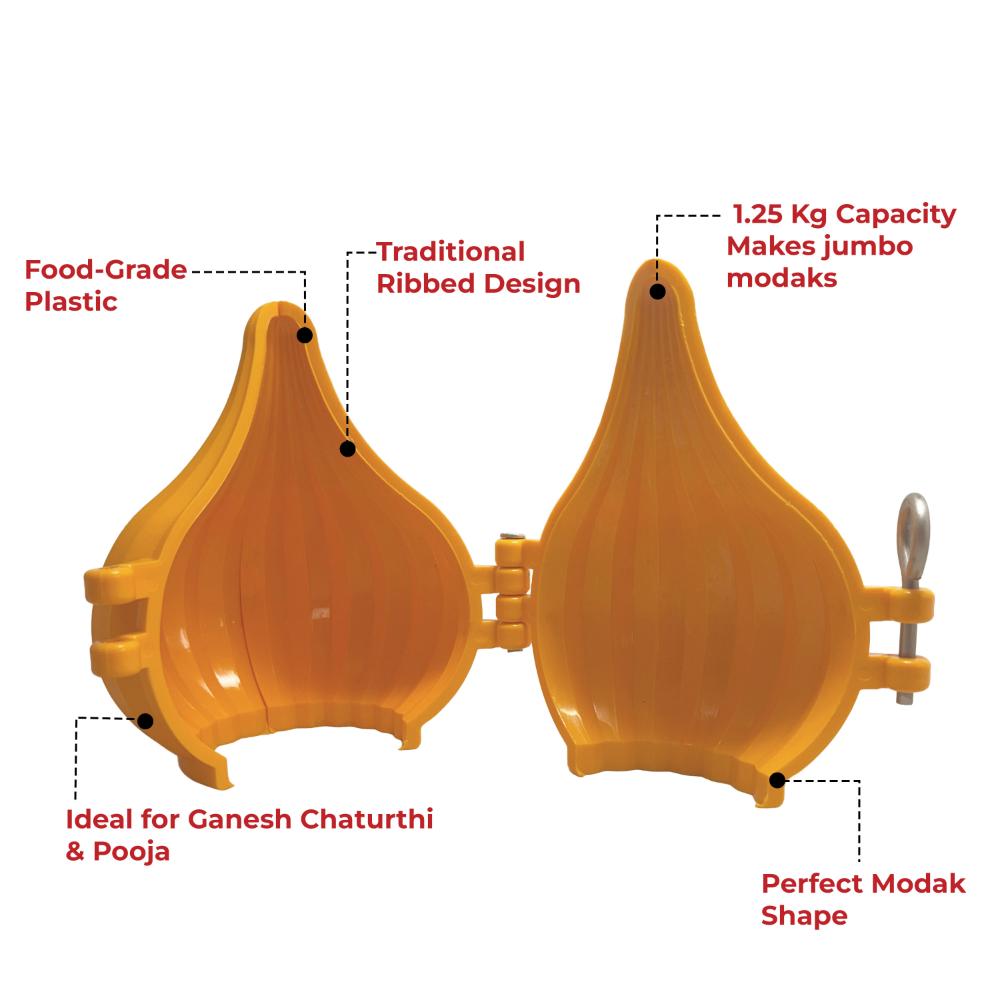 DS Modak Mould 1.25 Kg | Large Ukadiche Modak Sancha for Ganpati Festival | Decorative Modak Maker for Prasadam