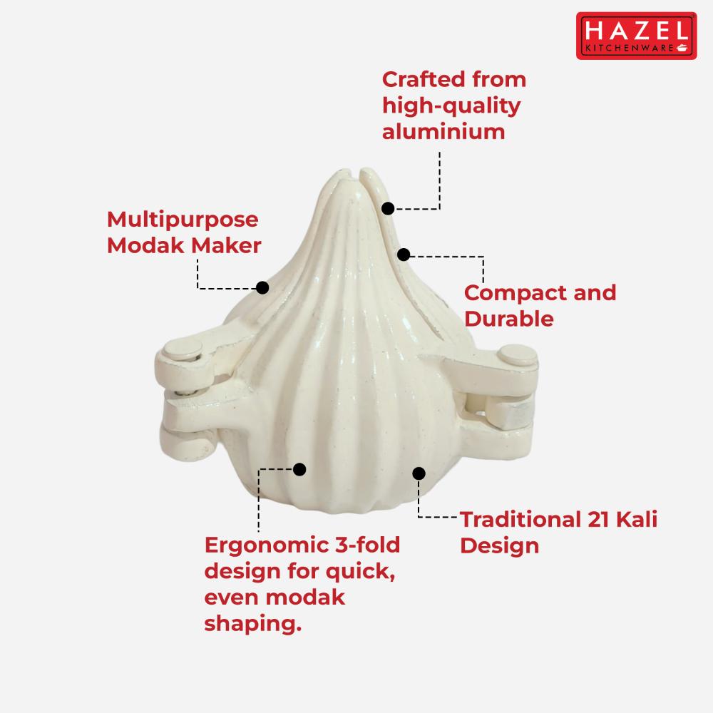 HAZEL Aluminium Modak Mould 21 Kali |Modak Maker Sacha | Ukadiche Modak Saachaa | Modak Mould for Ganpati Festival