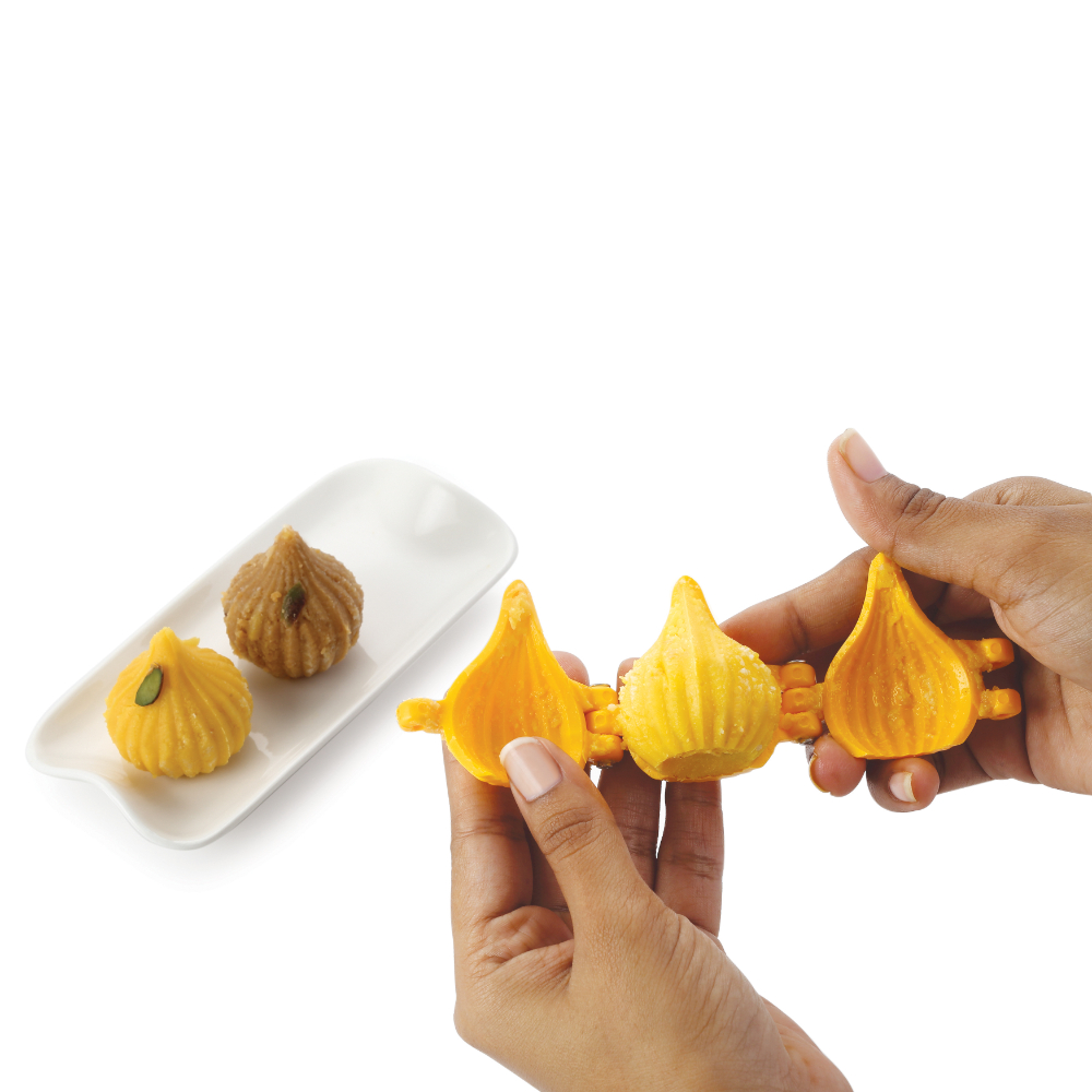 DS Plastic 6 Pcs Modak Sweet Mithai Chocolate Mould Sancha Sacha with Strip Mould Combo, Set of 7