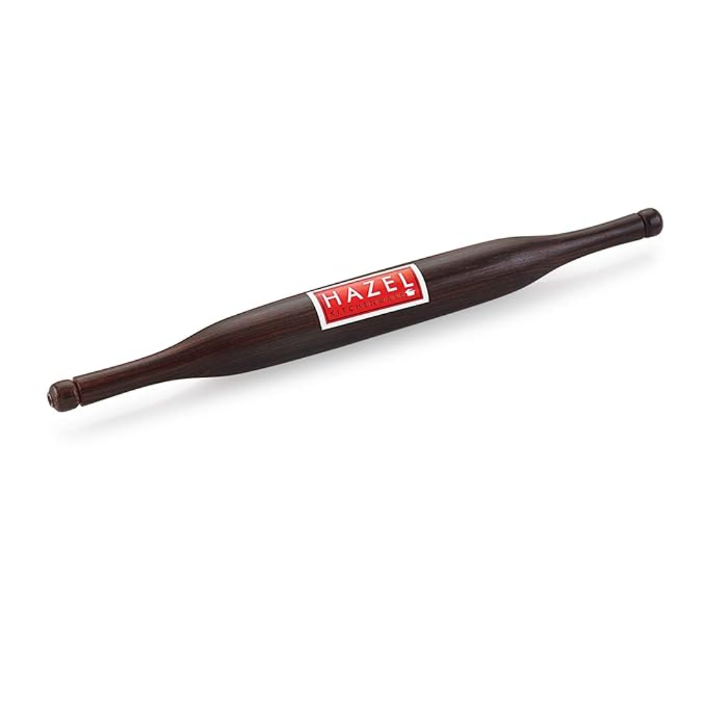 HAZEL Wooden Roti Roller Seasame Belan Large, 34 Cm, Dark Brown, 1 Pc