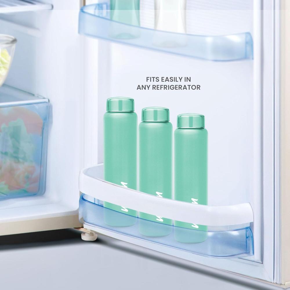 MILTON Aqua 1000 Stainless Steel Water Bottle 950 ml, Single Walled, ISI Certified I Leak Proof Lid, Rust Proof I For School, Office, Gym I Light Green