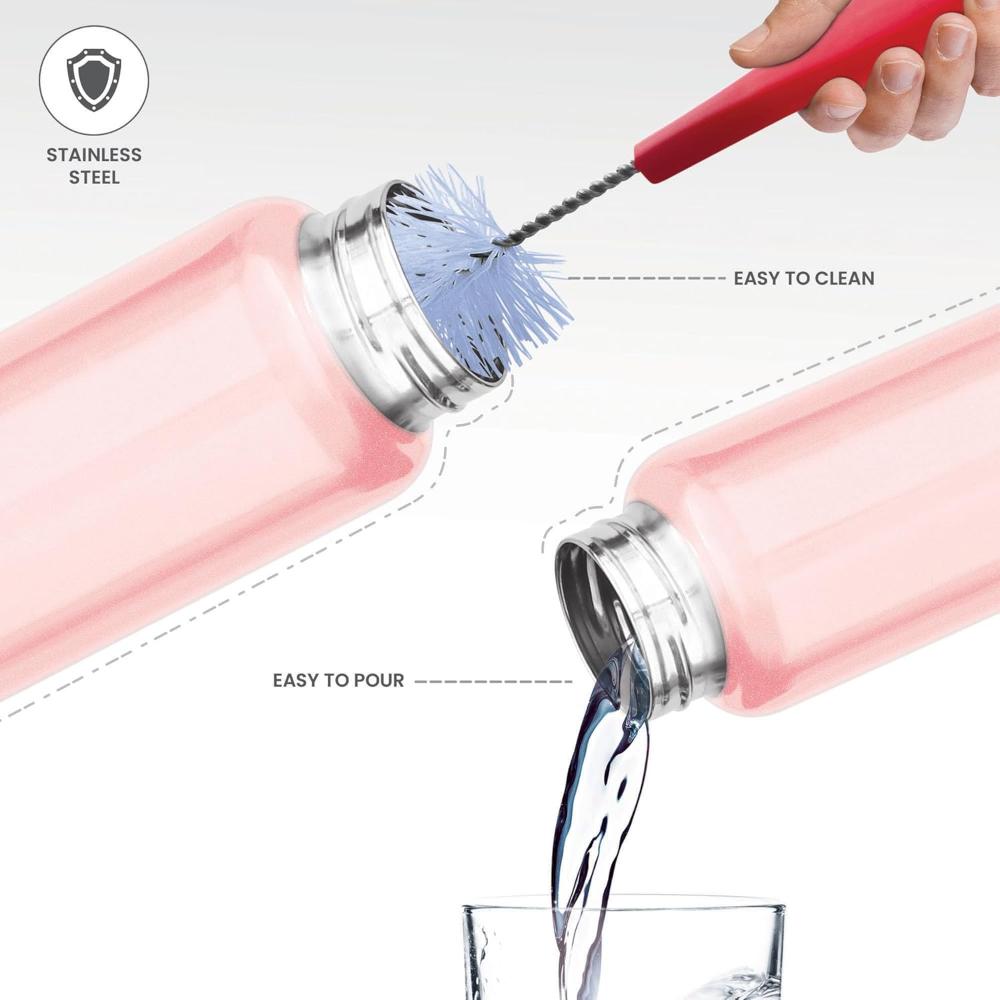 MILTON Aqua 1000 Stainless Steel Water Bottle 950 ml, Single Walled, ISI Certified I Leak Proof Lid, Rust Proof I For School, Office, Gym I Pink